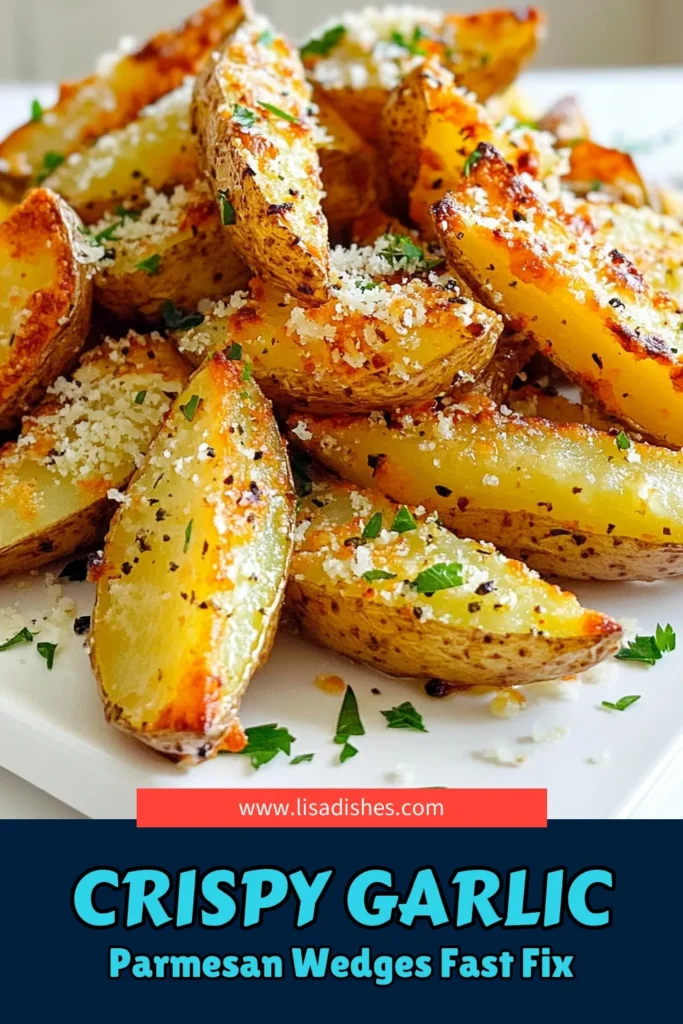 Indulge in crispy garlic Parmesan potato wedges that are easy to make and delicious! This air fryer recipe perfectly combines tenderness and crunch, creating a snack or side dish that everyone will love. With simple ingredients like garlic, Parmesan, and herbs, you can whip these up in just 30 minutes. Click through to explore the full recipe, and get ready to impress your taste buds! #PotatoWedges #AirFryerRecipes #Appetizers #HealthySnacks