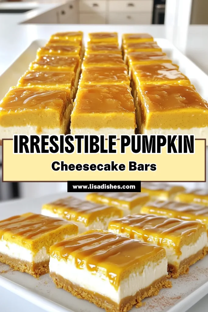 Indulge in the fall flavors with these delicious Caramel Drizzle Pumpkin Cheesecake Bars! Perfect for gatherings or a cozy night in, this easy recipe combines creamy cheesecake with spiced pumpkin and a sweet caramel drizzle. Learn how to make these delightful dessert bars that are sure to impress. Click through for the full recipe and step-by-step instructions! #PumpkinCheesecake #FallDesserts #BakingJoy #CaramelDrizzle