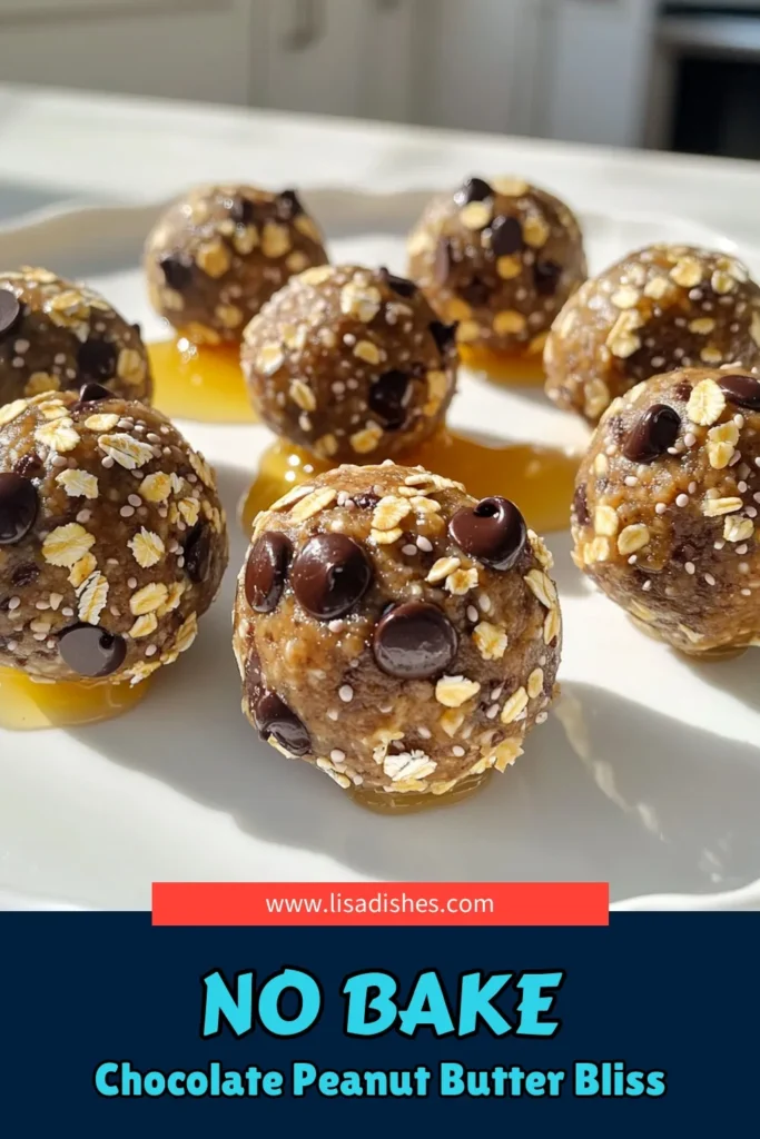 Looking for a quick and delicious snack? Try these Chocolate Peanut Butter Energy Balls! Packed with rolled oats, natural peanut butter, and dark chocolate chips, they're perfect for a boost of energy anytime. With simple ingredients and easy steps, you'll have a healthy treat in no time. Click through for the full recipe and enjoy guilt-free snacking! #ChocolatePeanutButter #EnergyBalls #HealthySnacks #NoBakeTreats