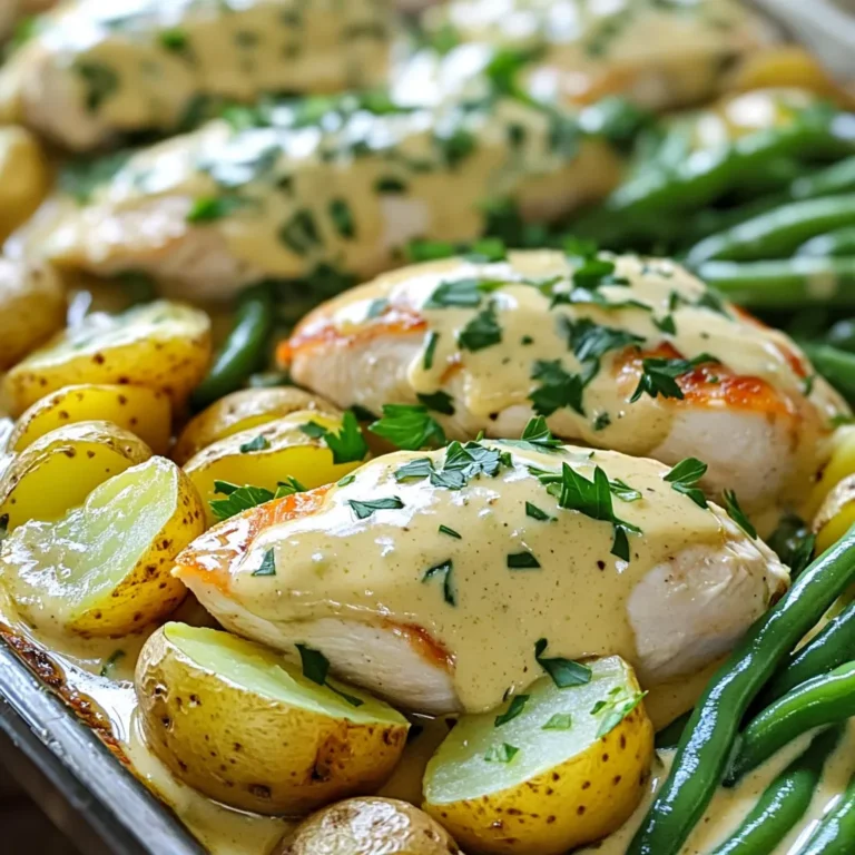 - 4 boneless, skinless chicken breasts - 1 lb baby potatoes, halved - 1 packet ranch dressing mix - 1 cup chicken broth - 1 cup heavy cream - 1 cup green beans, trimmed - 2 tablespoons olive oil - 1 teaspoon garlic powder - Salt and pepper to taste - Fresh parsley for garnish Gathering the right ingredients sets the stage for a great meal. I always start with boneless, skinless chicken breasts. They cook evenly and stay juicy. Next, I choose baby potatoes. Halving them helps them cook faster and absorb flavors. I also grab a packet of ranch dressing mix. This adds a creamy, tangy taste. For the sauce, I need chicken broth and heavy cream. The broth adds depth, while the cream gives that rich texture. I also include some green beans. They add a nice color and crunch. For seasoning, I use olive oil to coat the potatoes. It helps them brown nicely. Garlic powder brings a warm flavor. Finally, I add salt and pepper to taste. A sprinkle of fresh parsley at the end brightens the dish and adds freshness. With these ingredients ready, you're set for a creamy, ranch-filled delight! - First, combine the ranch dressing mix, chicken broth, and heavy cream in a large bowl. Whisk them together until smooth. This mix adds a rich flavor to your dish. - Next, prepare the baby potatoes. Halve them and place them in your slow cooker. Drizzle with olive oil, then sprinkle garlic powder, salt, and pepper. Toss gently to coat each potato. - Now, layer the chicken breasts on top of the seasoned potatoes. This way, the chicken cooks in the tasty ranch mixture. - Pour the ranch mixture over the chicken and potatoes. Make sure everything is well coated. Cover the slow cooker. Cook on low for 6-7 hours or on high for 3-4 hours. Your chicken should be tender and fully cooked. - About 30 minutes before finishing, add the trimmed green beans. Stir them in gently. This adds a nice crunch to your meal. - Once cooking is done, shred the chicken using two forks. Mix everything well to combine the flavors. Taste and adjust seasoning if needed. Your creamy ranch chicken and potatoes are ready to serve! Enjoy hot and garnish with fresh parsley for a lovely touch. For the best results, set your slow cooker to low. Cooking on low for 6-7 hours makes the chicken tender and juicy. If you're short on time, you can cook on high for 3-4 hours. Tender chicken is key for this dish. Overcooked chicken can become dry and tough. Always check the chicken at the end of cooking. It should shred easily with a fork. Pair this dish with simple sides. Steamed rice or a fresh salad works great. These sides balance the creamy ranch flavors well. For garnishes, sprinkle fresh parsley on top. It adds a nice touch of color and flavor. You might also add sliced green onions for extra zing. One common mistake is overcooking the chicken. Keep an eye on the cooking time. If the chicken is dry, it won’t taste good. Another mistake is not seasoning enough. The ranch dressing mix is flavorful, but adding salt and pepper is key. Taste the dish before serving, and adjust the seasoning if needed. {{image_2}} You can change a few ingredients in this recipe to suit your taste. If you want a different protein, try using thighs or even turkey. These options cook well and stay juicy. For the potatoes, swap baby potatoes with red or yellow potatoes. Just cut them into similar sizes for even cooking. Boost the taste by adding herbs and spices. Try fresh thyme or rosemary for a nice twist. You can also add paprika or cayenne for a little kick. If you want more veggies, feel free to toss in carrots or bell peppers. They will add color and more nutrition. If you need a gluten-free meal, use a gluten-free ranch mix. This keeps the dish safe for those with gluten sensitivities. For a low-carb version, skip the potatoes and add more green beans or zucchini. This keeps the meal light while still being full of flavor. To store your creamy ranch chicken and potatoes, first let it cool down. Place the leftovers in a container that seals well. Use glass or plastic containers that are safe for the fridge. Label the container with the date. This helps you keep track of freshness. Store it in the fridge for up to three days for best flavor. When reheating, you can use a microwave or the stove. For the microwave, place a portion in a bowl and cover it with a paper towel. Heat it for one to two minutes, stirring halfway through. If using the stove, warm it in a pan over low heat. Stir often to keep it creamy. Add a splash of chicken broth or cream if it seems dry. To freeze, let the dish cool completely before packing it. Use freezer-safe containers or heavy-duty freezer bags. Remove as much air as possible to prevent freezer burn. This dish can stay fresh in the freezer for up to three months. When ready to eat, thaw it in the fridge overnight before reheating. It takes about 6 to 7 hours on low heat or 3 to 4 hours on high heat. The chicken should be fully cooked and tender. Cooking time may vary based on your slow cooker model. I suggest checking the chicken at the end of cooking. You want it to shred easily with a fork. Yes, you can use frozen chicken breasts. Just add an extra hour to the cooking time. This will ensure that the chicken cooks through safely. Using frozen chicken is a great time-saver. It’s perfect for busy days when you need a quick meal. You can serve this dish with various sides. Here are some great options: - Steamed broccoli - Mixed greens salad - Garlic bread - Rice or quinoa - Roasted carrots These sides will complement the creamy ranch flavors well. Feel free to mix and match based on what you enjoy! This blog post shared a simple and tasty recipe for Creamy Ranch Chicken and Potatoes. We covered the main ingredients like chicken, potatoes, and ranch mix. You learned how to prepare and cook the dish step-by-step. Tips helped avoid common mistakes, while variations offered options to customize flavors. In conclusion, this dish is easy to make and packed with flavor. Enjoy creating it for family meals or gatherings. Your kitchen adventure awaits!