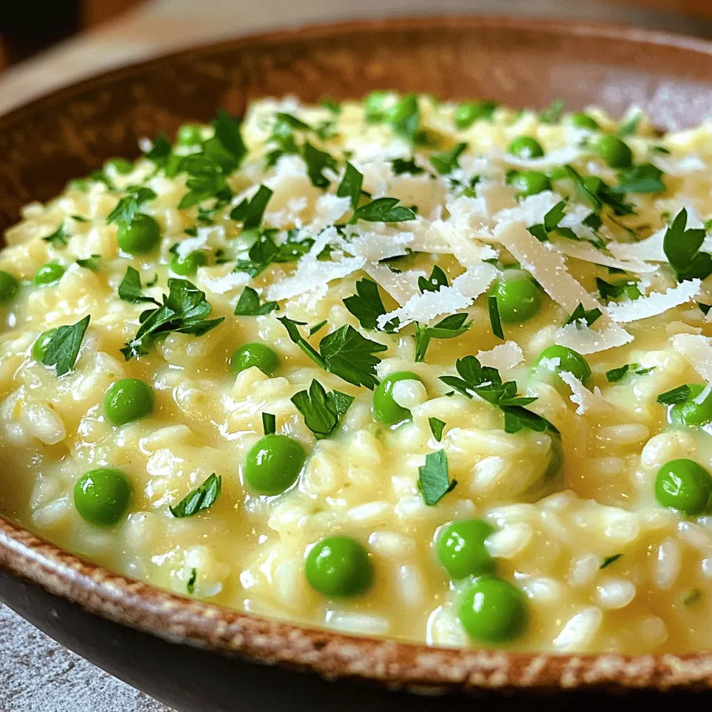 To make Creamy Garlic Parmesan Risotto, you will need a few key ingredients. Each one plays an important role in creating a rich and tasty dish. Here’s what you will need: - 1 cup Arborio rice - 4 cups vegetable broth (low sodium) - 1 medium onion, finely chopped - 4 cloves garlic, minced - 1 cup grated Parmesan cheese - 2 tablespoons olive oil - 2 tablespoons unsalted butter - Salt and black pepper to taste - Optional: 1/2 cup green peas (fresh or frozen) Arborio rice is special. It has a high starch content. This gives risotto its creamy texture. Low sodium vegetable broth adds flavor without being too salty. Fresh onion and garlic bring great taste to the dish. Grated Parmesan cheese makes it rich and savory. Olive oil and unsalted butter add a smooth finish to the risotto. You can also add green peas if you like. They bring a pop of color and sweetness. Fresh parsley can be used as a garnish. It adds a nice touch and bright flavor. Make sure to gather all your ingredients before you start cooking. This will make the process easier and more fun! To make creamy garlic Parmesan risotto, start with the broth. Heat 4 cups of low sodium vegetable broth in a saucepan over medium heat. Do not let it boil; keep it warm on low heat. Using low sodium broth keeps the dish balanced. This helps avoid overpowering flavors. Next, take a large skillet and heat 2 tablespoons of olive oil with 1 tablespoon of butter. Add 1 medium onion, finely chopped, and cook until it looks translucent. This usually takes about 3-4 minutes. Then, add 4 cloves of minced garlic. Cook it for one more minute. Make sure you do not let the garlic burn, as it can turn bitter. Now, it’s time to cook the risotto. Add 1 cup of Arborio rice to the skillet. Stir the rice well to coat it with the oil and butter. Toast the rice for about 2 minutes while stirring frequently. This step adds flavor. Then, start adding the warm vegetable broth one ladle at a time. Stir the rice continuously and wait until most of the broth is absorbed before adding more. This process takes about 18-20 minutes. You want the rice to become creamy but still slightly firm, known as al dente. Once you achieve this texture, remove the skillet from heat. Stir in the remaining tablespoon of butter and 1 cup of grated Parmesan cheese. Mix it until it is creamy. If you want to add green peas, fold them in now for extra color and sweetness. Finish by seasoning the risotto with salt and black pepper to taste. Let it sit for a couple of minutes before serving. To make great risotto, you must stir it often. This helps the rice cook evenly. Stirring also releases the starches, giving risotto its creamy texture. Without stirring, the rice can stick and burn. Aim for a steady rhythm while you cook. Achieving al dente rice is key. Al dente means the rice is soft but still has a slight bite. To check, taste a grain near the end of cooking. It should be tender but still firm. If you overcook it, the rice will turn mushy. Adding fresh herbs can boost the flavor of your risotto. I love using basil or thyme. Fresh herbs give a bright taste. You can add them at the end for the best flavor. If you want to add green peas, do it near the end. This keeps them bright and fresh. Fold them in after you mix in the cheese. They add a nice pop of color and texture. To make your risotto look elegant, serve it in shallow bowls. This allows the creamy rice to spread out. It looks nice and helps with portion control. Garnish with chopped parsley and some extra Parmesan on top. This adds color and enhances the dish’s flavor. A sprinkle of black pepper can also add visual appeal. Enjoy your beautiful, tasty risotto! {{image_2}} You can make risotto even better by adding proteins. Chicken or shrimp works well. Cook them first, then add to the risotto near the end. This change makes the dish hearty and satisfying. For a vegetarian option, consider adding green peas. They add color and sweetness. You can use fresh or frozen peas. Just fold them in when the risotto is creamy. Changing the cheese can alter the taste a lot. Try using different cheeses like Gruyère or goat cheese. Each cheese brings a unique flavor. Experiment to find what you love best. You can also play with spices. Adding a pinch of nutmeg or red pepper flakes gives a nice kick. Fresh herbs like thyme or basil also brighten the dish. If you need gluten-free options, Arborio rice is naturally gluten-free. Make sure to check any broth for gluten. Most vegetable broth is safe, but it’s smart to read the label. For vegan risotto, swap out the butter and cheese. Use olive oil and a plant-based cheese. Nutritional yeast can also add a cheesy flavor without using dairy. To keep your risotto fresh, place it in an airtight container. Make sure it cools off first. This helps prevent bacteria growth. You can store it in the fridge for up to three days. If you want to enjoy it later, you can also freeze it. When reheating risotto, the stovetop is best. Add a splash of broth or water. Stir it gently over low heat. This helps bring back its creamy texture. If you use a microwave, cover it with a damp paper towel. This keeps it moist as it heats. Yes, you can freeze risotto! To do this, let it cool completely. Then, scoop it into freezer-safe bags. Press out air before sealing. When ready to eat, thaw it overnight in the fridge. Reheat it slowly, adding a little broth to restore creaminess. The best rice for risotto is Arborio rice. This short-grain rice has a high starch content. This starch makes risotto creamy and smooth. Arborio rice absorbs flavors well, enhancing the dish. It also holds its shape, giving you that perfect texture. You can prepare risotto ahead of time, but it requires some care. Cook the risotto until it is al dente. Then, let it cool quickly. Store it in an airtight container in the fridge. When ready to eat, reheat with a splash of broth. This keeps the risotto moist and creamy. You know risotto is done when it is creamy and slightly firm. The rice should have a tender bite, called al dente. If it looks too thick, add more broth. Taste it to check the texture. Perfect risotto should feel smooth and rich on your palate. This article covered how to make a great risotto. We explored key ingredients like Arborio rice and garlic. You learned the importance of properly preparing your vegetable broth and sautéing your aromatics. Tips for getting that creamy texture and perfecting your dish help elevate flavors. We shared variations, storage tips, and answered common FAQs. Remember, cooking is about practice and fun. Enjoy each step as you make your own delicious risotto.