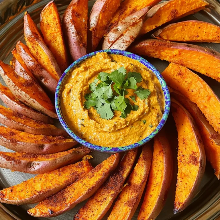 - 2 large sweet potatoes - 2 tablespoons olive oil - 1 teaspoon paprika - 1 teaspoon garlic powder - 1/2 teaspoon cumin - Salt and pepper, to taste - 1/2 cup Greek yogurt or sour cream - 1 tablespoon chipotle in adobo sauce, minced - 1 teaspoon lime juice - 1/2 teaspoon garlic powder - Salt, to taste Sweet potatoes are my favorite. They are sweet, bright, and full of nutrients. For this dish, I use two large sweet potatoes. The olive oil gives the wedges crispiness. I add two tablespoons, which brings a lovely flavor too. I use spices to add depth. Paprika and garlic powder are my go-to choices. They create warmth and enhance the taste. Cumin adds a hint of earthiness, balancing the sweet. I also add salt and pepper to boost the flavors. For the dip, I choose Greek yogurt for creaminess. You can also use sour cream if you prefer. I mix in one tablespoon of minced chipotle for heat. Lime juice brightens the dip. Garlic powder gives it a nice kick, while a pinch of salt rounds it off. These ingredients come together for a tasty treat. You get crispy sweet potato wedges paired with a zesty dip. Perfect for snacking or serving at gatherings! - Wash and peel the sweet potatoes. - Cut them into wedges, about 1/2 inch thick. To start, I always wash the sweet potatoes under cool water. This step removes dirt and any residue. Next, peel off the skin with a vegetable peeler. The skin is tasty, but it can be tough for some. After peeling, I cut the sweet potatoes into wedges. A 1/2 inch thickness is perfect. This size helps them cook evenly and gives a nice texture. - Toss with olive oil and spices. In a large bowl, I toss the sweet potato wedges with olive oil. I use two tablespoons for a good coat. Adding spices is key here. I sprinkle in paprika, garlic powder, cumin, salt, and pepper. I mix everything well so each wedge is covered. This blend brings out the sweet potato's natural flavor and adds a nice kick. - Preheat air fryer to 400°F (200°C). - Cook for 15-20 minutes, shaking halfway. Next, I preheat my air fryer to 400°F (200°C). This step takes just a few minutes. Once preheated, I place the wedges in a single layer in the basket. I set the timer for 15-20 minutes. Halfway through, I give the basket a shake. This helps all sides cook evenly and become crispy. You want them golden brown and slightly crunchy. - Mix yogurt or sour cream with chipotle and seasonings. While the sweet potatoes cook, I make the chipotle dip. In a small bowl, I combine Greek yogurt or sour cream. I like to use half a cup for a creamy base. Then, I add minced chipotle from adobo sauce. One tablespoon is enough for a smoky flavor. I also squeeze in a teaspoon of lime juice. Finally, I add garlic powder and a pinch of salt. I stir it all until it’s smooth. - Serve hot with the dip. Once the sweet potato wedges are done, I serve them hot. I like to arrange them nicely on a plate. The chipotle dip goes in a small bowl in the center. This setup looks great and invites everyone to dig in. Enjoy the crunch of the wedges with the creamy dip. It’s a perfect snack or side! To get crispy sweet potato wedges, set your air fryer to 400°F (200°C). Cook them for 15-20 minutes. Shake the basket halfway through. This helps them cook evenly. Avoid overcrowding the air fryer. When you crowd the basket, the hot air cannot circulate well. This leads to soggy wedges. Add more flavor to your wedges by mixing in spices. Try using cayenne pepper for heat. You can also add rosemary or thyme for a fresh taste. For a spicier dip, increase the chipotle in adobo sauce. You can blend in more lime juice to balance the heat. Make your dish look great! Arrange the wedges in a spiral on a large platter. Place the chipotle dip in a small bowl at the center. Add fresh cilantro leaves on top for color. This makes your dish pop and look appetizing. {{image_2}} You can make sweet potato wedges even more fun. Try adding cinnamon and maple for a sweet twist. This combo gives a warm, cozy taste. Another idea is to sprinkle Parmesan cheese on top after cooking. It melts nicely and adds a savory touch. Dips can change the whole meal. Try a creamy avocado dip for a fresh taste. Just mash ripe avocados and add salt and lime juice. For something spicier, use a ranch dip with hot sauce. Both options pair well with sweet potato wedges. If you don’t have an air fryer, you can bake the wedges in the oven. Spread them on a baking sheet and set the oven to 425°F (220°C). Bake for about 25-30 minutes, flipping halfway. Remember to check for a golden color. Adjust cooking times based on your oven, as they can vary. To keep your sweet potato wedges fresh, place them in an airtight container. Store them in the fridge for up to three days. Avoid letting them sit out to maintain their texture. When you're ready to eat them again, you have a few good options for reheating. You can pop them back in the air fryer for about 5-7 minutes at 350°F. This brings back their crispiness. Alternatively, you can use the oven. Set it to 400°F and bake for 10-15 minutes. The chipotle dip can last in the fridge for about a week. Store it in a sealed container to keep it fresh. If you want to keep it longer, consider freezing it. To freeze the dip, put it in a freezer-safe container. Leave some space at the top for expansion. Thaw it overnight in the fridge before using. Give it a good stir after thawing. You can make sweet potato wedges ahead of time. Simply cut and season them, then store them in the fridge. They will stay fresh for up to two days. When ready to cook, just air fry them straight from the fridge. Prepping the dip in advance is also easy. Mix the ingredients and store them in the fridge. This way, you can enjoy a quick snack or side dish anytime! To make your sweet potato wedges crispy, follow these tips: - Cut the sweet potatoes into even wedges, about 1/2 inch thick. - Toss them in olive oil and spices to coat well. - Preheat the air fryer for 3-5 minutes at 400°F (200°C). - Cook in a single layer, shaking the basket halfway through. - Avoid overcrowding the basket; this helps air circulate. These steps help give you that perfect, crunchy texture. Yes, you can use other potatoes! Consider these options: - Regular russet potatoes for a classic taste. - Yukon gold potatoes for a creamier texture. - Red potatoes for a slightly sweet flavor. Each type of potato will give a unique taste and texture. The chipotle dip can be spicy, but you can adjust the heat. - Use less chipotle in adobo sauce for a milder flavor. - You can also add more yogurt or sour cream to cool it down. - If you love spice, add extra minced chipotle for more kick. Tailor the heat to suit your taste buds! Sweet potato wedges are great as snacks or side dishes. Here are some ideas: - Serve them as a tasty appetizer at parties. - Pair them with grilled meat for a hearty meal. - Add them to salads for extra flavor and crunch. These wedges fit well into many meal plans! Yes, you can make this recipe vegan! Here are some substitutes: - Replace Greek yogurt with a non-dairy yogurt. - Use a nut-based sour cream for the dip. - Ensure all spices are free from animal products. These swaps keep the dish delicious and plant-based! You can make delicious sweet potato wedges and a tasty dip. Start with simple ingredients. Follow the steps to prepare, season, and cook the wedges. Enjoy them hot with your flavorful chipotle dip. Consider trying different spices or dips to mix things up. Store leftovers wisely, so nothing goes to waste. Experiment and find your perfect version. Enjoy your cooking and snacking!