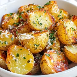 - 1.5 lbs baby potatoes, halved - 4 cloves garlic, minced - 1/4 cup grated Parmesan cheese - 1/4 cup olive oil - 1 teaspoon dried oregano - 1 teaspoon dried thyme - 1/2 teaspoon paprika - Salt and pepper to taste - Fresh parsley, chopped (for garnish) You will need 1.5 pounds of baby potatoes. Halve each potato for even cooking. Use four cloves of fresh garlic, minced finely to spread the flavor. The recipe calls for 1/4 cup of grated Parmesan cheese. This cheese adds a salty, creamy touch. You will also need 1/4 cup of olive oil to help the potatoes roast nicely. For spices, use 1 teaspoon each of dried oregano and dried thyme, and 1/2 teaspoon of paprika. Adjust salt and pepper to your taste. Finally, fresh parsley adds a pop of color and flavor when you serve the dish. If you can't find baby potatoes, use smaller red or yellow potatoes. You can replace Parmesan with Pecorino Romano for a sharper taste. If you want a vegan option, use nutritional yeast instead of cheese. For garlic, garlic powder can work in a pinch, but fresh garlic gives the best flavor. You can also swap olive oil with avocado oil if needed. {{ingredient_image_1}} Start by washing 1.5 pounds of baby potatoes. Cut them in half. Cutting helps the potatoes cook faster. It also allows the seasoning to soak in better. In a large bowl, mix the halved potatoes with 4 minced garlic cloves. Add 1/4 cup of olive oil, 1 teaspoon of dried oregano, and 1 teaspoon of dried thyme. Sprinkle in 1/2 teaspoon of paprika. Don't forget salt and pepper to taste! Toss all the ingredients together. Make sure each potato half gets coated well. This step adds lots of flavor. Preheat your oven to 425°F (220°C). Line a baking sheet with parchment paper. Spread the seasoned potatoes in a single layer on the sheet. Roast them in the oven for 25-30 minutes. Flip them halfway through for even cooking. When they turn golden brown and crispy, they’re ready. After roasting, take them out and sprinkle 1/4 cup of grated Parmesan cheese on top. Return them to the oven for 5 more minutes. This melts the cheese and adds a lovely crunch. Once done, garnish with fresh chopped parsley. Serve warm and enjoy the deliciousness! To get that perfect crispiness in Garlic Parmesan Roasted Potatoes, start with baby potatoes. Their size cooks well and gives a nice texture. Halve them for more surface area. Coat them well in olive oil to help them crisp up. Use a parchment-lined baking sheet to avoid sticking. Make sure to spread the potatoes out in a single layer. Crowding them can lead to soggy potatoes. Flip them halfway through roasting. This ensures even cooking and crisping on all sides. You can boost the flavor of these potatoes easily. Add fresh herbs like rosemary or basil for a fresh twist. A squeeze of lemon juice before serving brightens the dish. You can also sprinkle some chili flakes for a kick. If you enjoy stronger cheese flavors, mix in some aged cheddar or a bit of blue cheese with the Parmesan. These small changes make a big difference in taste. One common mistake is not preheating the oven. If the oven isn’t hot, the potatoes won’t roast properly. Another mistake is not cutting the potatoes evenly. Uneven sizes will cook at different rates. Finally, don’t skip the cheese melting step. This extra five minutes helps create a crispy, cheesy topping. Avoid these errors and you will have perfect Garlic Parmesan Roasted Potatoes every time! Pro Tips Choose the Right Potatoes: Use waxy baby potatoes, such as Yukon Gold or red potatoes, for a creamy texture and better roasting results. Don't Skip the Soaking: Soaking the halved potatoes in cold water for 30 minutes before roasting helps to remove excess starch, leading to crispier potatoes. Adjust Seasoning to Taste: Feel free to modify the herbs and spices based on your preference; adding a pinch of cayenne can give an extra kick! Serve Immediately for Best Flavor: These potatoes are best enjoyed right after roasting, as they maintain their crispiness and flavor when served hot. {{image_2}} Garlic Parmesan roasted potatoes are great on their own. You can also add veggies. Try bell peppers or zucchini for a colorful mix. Broccoli florets work well too. Just cut them to the same size as the potatoes. Toss everything with the same olive oil and seasonings. This makes a tasty side dish that everyone will love. You can change the flavors easily. Add lemon zest for a bright taste. A splash of balsamic vinegar gives a sweet touch. Want it spicy? Add red pepper flakes to the mix. For a herb boost, try fresh rosemary or basil. These changes create fun new flavors without much effort. You can roast these potatoes, but there are other ways to cook them too. Try air frying for a fast and crispy dish. Set the air fryer to 400°F and cook for about 20 minutes. Shake the basket halfway through for even cooking. You can also boil the potatoes first. This makes them soft before roasting. Just be careful not to overcook them. Enjoy experimenting with these methods to find your favorite! Store leftover Garlic Parmesan Roasted Potatoes in an airtight container. Let them cool first. Keep them in the fridge for up to three days. This keeps the flavors fresh. You can also place them in a zip-top bag for easy storage. To reheat the potatoes, use the oven for the best results. Preheat the oven to 350°F (175°C). Spread the potatoes on a baking sheet. Heat for about 10-15 minutes until warm. This helps regain their nice crispiness. You can also use a microwave, but it may make them soft. Freezing these potatoes is an option, but it can change their texture. If you want to freeze them, let them cool fully first. Place them in a single layer on a baking sheet. Freeze for about two hours, then transfer to a freezer bag. They can last for up to three months. When ready to eat, thaw and reheat in the oven for the best taste. Yes, you can use larger potatoes. Just cut them into smaller pieces. Aim for even sizes. This helps them cook well. Larger potatoes may take longer to roast. Check them with a fork to see if they’re done. To add spice, sprinkle in some red pepper flakes. You can also use cayenne pepper. Mix it with the other seasonings. Adjust to your taste. A little spice adds a nice kick to the dish. These potatoes pair well with many dishes. Serve them alongside grilled chicken or steak. They also go great with roasted veggies. You can even enjoy them with a fresh salad. These potatoes make any meal special. In this post, we explored how to make Garlic Parmesan Roasted Potatoes. We covered the ingredients, measurements, and substitutions. You learned step-by-step instructions for prepping, coating, and roasting. We shared tips for crispiness and flavor and highlighted common mistakes to avoid. Lastly, we discussed vegetarian variations, storage methods, and answered your FAQs. Now you have all you need to make this dish a hit. Enjoy your cooking journey!