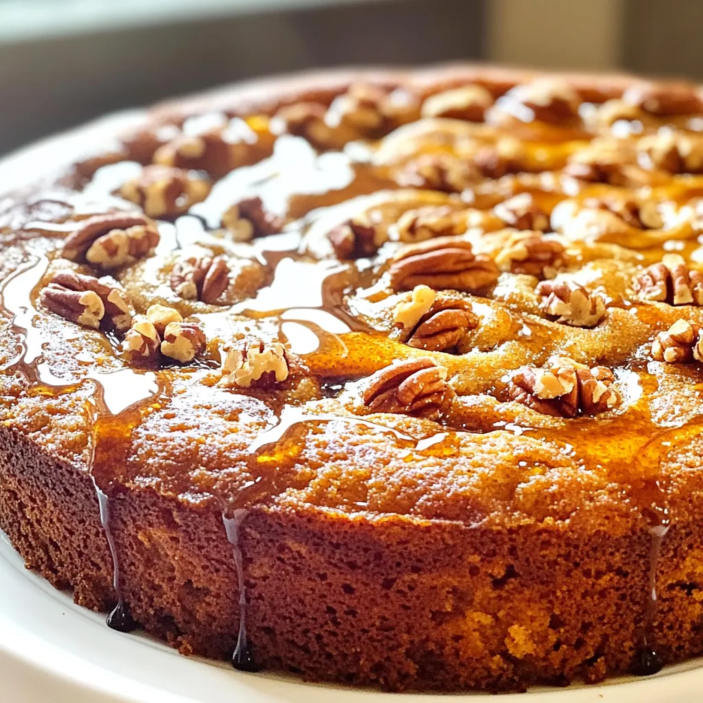 To make your Maple Pecan Coffee Cake, gather these simple ingredients: - 2 cups all-purpose flour - 1 teaspoon baking powder - 1/2 teaspoon baking soda - 1/2 teaspoon salt - 1/2 cup unsalted butter, softened - 1 cup brown sugar, packed - 2 large eggs - 1 teaspoon vanilla extract - 1/2 cup maple syrup - 1/2 cup sour cream - 1 cup pecans, chopped - 1 teaspoon ground cinnamon Measuring ingredients correctly matters. Use dry measuring cups for flour and sugar. Level off the top with a straight edge. For liquids, use a clear cup with measurement marks. Always check your measurements at eye level. This will help you get the best results. You can swap ingredients if needed. If you don't have sour cream, use plain yogurt. For a dairy-free option, use coconut oil instead of butter. You can also replace pecans with walnuts or almonds for a different taste. If you want less sugar, try using less brown sugar or a sugar substitute. First, you need to preheat your oven to 350°F (175°C). This ensures even baking. Next, grease a 9x13 inch baking pan or line it with parchment paper. Both methods work well, but parchment makes it easier to lift the cake out later. In a large bowl, cream together the softened butter and brown sugar. Use a mixer for about 3-4 minutes until it looks light and fluffy. Then, add the eggs one by one, mixing well after each. After that, stir in the vanilla extract and maple syrup. Mix until everything is well combined. Take a medium bowl to whisk together the dry ingredients. Combine the flour, baking powder, baking soda, and salt. This step is key to help the cake rise properly. Once mixed, set this bowl aside for later. Gradually add the dry mixture to the wet bowl. Alternate with the sour cream. Start and end with the flour mixture. Stir gently until just combined. Then, fold in the chopped pecans and ground cinnamon. Pour the batter into your prepared pan and smooth the top with a spatula. Bake for 30-35 minutes. A toothpick should come out clean when inserted in the center. After baking, let the cake cool in the pan for about 10 minutes. Then, transfer it to a wire rack to cool completely. For a sweet finish, drizzle extra maple syrup over the cooled cake just before serving. This adds a lovely shine and extra flavor. Enjoy your Maple Pecan Coffee Cake! To get a light and fluffy cake, use softened butter. This helps it mix well with sugar. Cream them together until the mix is light in color. This usually takes about 3-4 minutes. Make sure to add eggs one at a time. This step helps trap air and makes the cake rise. The key to a great flavor lies in your ingredients. Use high-quality maple syrup for a rich taste. The brown sugar adds a nice depth. Don’t skip the cinnamon; it adds warmth and spice. You can adjust these ingredients to suit your taste. If you want a sweeter cake, add a bit more maple syrup or sugar. Ovens can vary in temperature. If your oven runs hot, check your cake a bit earlier. Use a toothpick to test for doneness. Insert it into the center; if it comes out clean, the cake is done. If it’s not set, give it a few more minutes. Always keep an eye on it during the last few minutes of baking. {{image_2}} You can add chocolate chips for a sweet twist. Use about 1 cup of semi-sweet or dark chocolate chips. Stir them into the batter after you fold in the pecans. The chocolate pairs well with the maple flavor. It adds a rich taste that makes the cake even more special. This mix of flavors is sure to please chocolate lovers! To make a vegan version, substitute eggs with flax eggs. Mix 1 tablespoon of ground flaxseed with 3 tablespoons of water for each egg. Replace the butter with coconut oil or vegan butter. Use almond milk instead of sour cream. This version is just as tasty and moist. You won’t miss the eggs or dairy at all! For a gluten-free cake, swap all-purpose flour for a gluten-free blend. Make sure it has a good binding agent, like xanthan gum. You can also use almond flour for a nutty flavor. Just remember, gluten-free flours can change the texture. Keep an eye on the baking time, as it might vary. Enjoy the same delicious taste without the gluten! To store leftover cake, first let it cool completely. Place the cake in an airtight container. You can also cover it tightly with plastic wrap. Store it at room temperature for up to 3 days. If you want it to last longer, the fridge is a good choice. Just be aware that the cake may dry out a bit in the fridge. To freeze your Maple Pecan Coffee Cake, cut it into slices. Wrap each slice in plastic wrap. Then place the slices in a freezer bag or container. Make sure to remove as much air as possible. This method helps prevent freezer burn. The cake will stay fresh for up to 3 months. When you’re ready to enjoy it, just thaw in the fridge overnight. To reheat your coffee cake, you have a few options. For the best taste, use the oven. Preheat it to 350°F (175°C). Place the cake on a baking sheet. Heat for about 10-15 minutes, or until warm. If you’re in a hurry, you can use the microwave. Heat a slice for about 20-30 seconds. Be careful not to overheat it, as it can become tough. Enjoy your warm cake with a drizzle of maple syrup for extra flavor! Yes, you can make this coffee cake ahead of time. Bake it, let it cool, and store it. Wrap it tightly in plastic wrap or foil. Keep it in the fridge for up to three days. For longer storage, freeze it for up to two months. Just remember to thaw it in the fridge overnight before serving. Maple Pecan Coffee Cake lasts about three days at room temperature. If you store it in the fridge, it can last up to a week. Keep it wrapped to prevent it from drying out. If you freeze it, it can last for two months. Just make sure to wrap it well. Absolutely! You can use other nuts if you prefer. Walnuts, almonds, or hazelnuts all work well. Just chop them up as you would the pecans. Each nut will add its own flavor and texture to the cake. Feel free to experiment and find your favorite combination. Serve the cake warm or at room temperature. Slice it into pieces and place them on decorative plates. For a nice touch, drizzle some extra maple syrup on top. You can also sprinkle crushed pecans as a garnish. This makes the cake look beautiful and inviting. Enjoy it with a cup of coffee or tea for a delightful treat! You learned about the key ingredients and steps to make Maple Pecan Coffee Cake. We discussed tips for a light texture and flavor balance. Variations include chocolate chips and vegan options, giving you more choices. Proper storage methods help keep your cake fresh. As you begin your baking journey, remember to experiment and enjoy the process. The right ingredients and techniques lead to a delicious treat. Happy baking!
