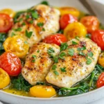 - 4 boneless, skinless chicken breasts - 3 tablespoons olive oil - 4 cloves garlic, minced - Zest and juice of 2 lemons - 1 teaspoon dried oregano - 1 teaspoon paprika - Salt and pepper to taste - 1 cup low-sodium chicken broth - 1 cup cherry tomatoes, halved - 2 cups baby spinach - Fresh parsley for garnish When I cook Lemon Garlic Chicken Skillet, I love the bright flavors. The chicken breasts are the star. I choose boneless and skinless ones for quick cooking. The olive oil gives a nice, rich base. I always use fresh garlic. It adds a kick and warmth. Lemon zest brings a fresh taste. You’ll love the aroma as it cooks. I add lemon juice for a tart twist. Dried oregano and paprika balance the dish nicely. They add depth without overpowering. For a complete meal, I use supporting ingredients. Salt and pepper are key for flavor. Chicken broth adds moisture and richness. Cherry tomatoes burst with sweetness. Baby spinach gives a pop of color and nutrients. Don’t forget fresh parsley! It adds a lovely finish. Gathering these ingredients makes cooking fun and easy. You can find them all at your local store. Enjoy the process of making this dish! {{ingredient_image_1}} First, heat 3 tablespoons of olive oil in a large skillet over medium heat. While the oil warms, season 4 boneless, skinless chicken breasts with salt, pepper, 1 teaspoon of dried oregano, and 1 teaspoon of paprika. Once the oil is hot, place the chicken in the skillet. Cook the chicken for about 5-7 minutes on each side until it turns golden brown. After cooking, remove the chicken from the skillet and set it aside on a plate. In the same skillet, add 4 cloves of minced garlic. Sauté the garlic for about 1 minute until it smells really good, but be careful not to let it burn. Next, add the zest and juice of 2 lemons to the skillet. Then, pour in 1 cup of low-sodium chicken broth. Stir everything together while scraping the brown bits from the bottom of the pan. This adds great flavor to your sauce. Bring the broth to a simmer. Then, return the cooked chicken to the skillet. Add 1 cup of halved cherry tomatoes and cover the skillet. Let it cook for an additional 5 minutes. After 5 minutes, add 2 cups of baby spinach. Cook until the spinach wilts, which should take about 2-3 minutes. Taste the sauce and add more salt or pepper if needed. Serve the chicken with the lemon garlic sauce, tomatoes, and spinach on top. Garnish with fresh parsley for a nice touch! To make sure your chicken cooks evenly, start with a flat piece. Use a meat mallet to pound it to an even thickness. This helps it cook through at the same rate. Season your chicken well. Use salt, pepper, oregano, and paprika. This mix brings out the best flavors. Don’t be shy with the spices; they make a big difference. Try adding your favorite herbs. Fresh thyme or basil pairs well with lemon. Use fresh ingredients when you can, as they add more flavor. Dried herbs work too, but fresh will give a brighter taste. When using fresh garlic, chop it just before cooking. This keeps the flavor strong and aromatic. For plating, use a large white plate to show off the dish. Place the chicken in the center, then spoon the lemon garlic sauce over it. Add the cherry tomatoes and spinach around the chicken. This creates a colorful dish. Garnish with fresh parsley for a pop of green. This makes your meal look as good as it tastes! Pro Tips Marinate for Extra Flavor: For a more intense flavor, marinate the chicken breasts in olive oil, lemon juice, garlic, and herbs for at least 30 minutes before cooking. Use Fresh Ingredients: Whenever possible, use fresh garlic and fresh parsley to enhance the flavor profile of the dish. Adjust Lemon to Taste: If you're a fan of tanginess, feel free to add more lemon juice or zest to the sauce for an extra citrus kick. Serve with Sides: This dish pairs wonderfully with rice, quinoa, or a fresh salad to complete your meal. {{image_2}} You can easily swap chicken for shrimp. Shrimp cooks fast and adds a sweet touch. Just sauté the shrimp in the same way as you did with the chicken. Cook them until they turn pink, about 3-4 minutes per side. Another option is using tofu for a vegetarian dish. Press the tofu to remove water, then cube it. Sauté the cubes until golden. Both options give a new twist to the recipe. To kick up the heat, add red pepper flakes. Sprinkle them in while cooking the garlic. This small change will give the dish a nice kick. You can also try different citrus flavors. Swap lemon for lime or orange. Each fruit brings its unique taste, making the dish exciting and fresh. This dish pairs well with rice or quinoa. Both grains soak up the lemon sauce nicely. You can also serve a salad on the side. A simple green salad with vinaigrette adds crunch and freshness. Mixing these sides balances the meal and makes it more filling. To store leftovers, place them in an airtight container. This keeps the chicken fresh. You should refrigerate it within two hours of cooking. Proper storage helps maintain flavor and safety. The recommended shelf life is about three to four days. Enjoy it while it’s still tasty! To reheat, use a skillet over low heat. This method warms the chicken without drying it out. You can also use the microwave. Cover the dish to keep moisture in. For longer storage, freeze the chicken in a safe container. It can last up to three months in the freezer. If you want to cook more, just double the ingredients. This way, you can feed a larger group. Use the same cooking steps for more portions. For meal prep, consider cooking in batches. This saves time and makes meals ready for the week. This dish takes about 30 minutes from start to finish. You need around 10 minutes to prep the ingredients. Cooking the chicken and sauce takes up the rest of the time. This quick meal fits well into a busy weeknight schedule. Yes, you can use bone-in chicken if you prefer. Just remember, bone-in chicken takes longer to cook. You may need to increase the cooking time by about 10-15 minutes. Always check the internal temperature. It should reach 165°F for safety. If you don’t have chicken broth, try vegetable broth as a great alternative. You can also use water with seasoning to add flavor. Stock is another option that works well. Each choice will still give you a tasty sauce. This dish combines simple ingredients like chicken, garlic, and fresh veggies. Cooking methods bring out great flavors, especially with lemon and herbs. Remember to plate it nicely for an impressive look. You can adjust this recipe to fit your taste or use different proteins. Proper storage helps maintain freshness. With these tips, you can enjoy a delicious meal anytime. Try it out; you might find a new favorite dish.