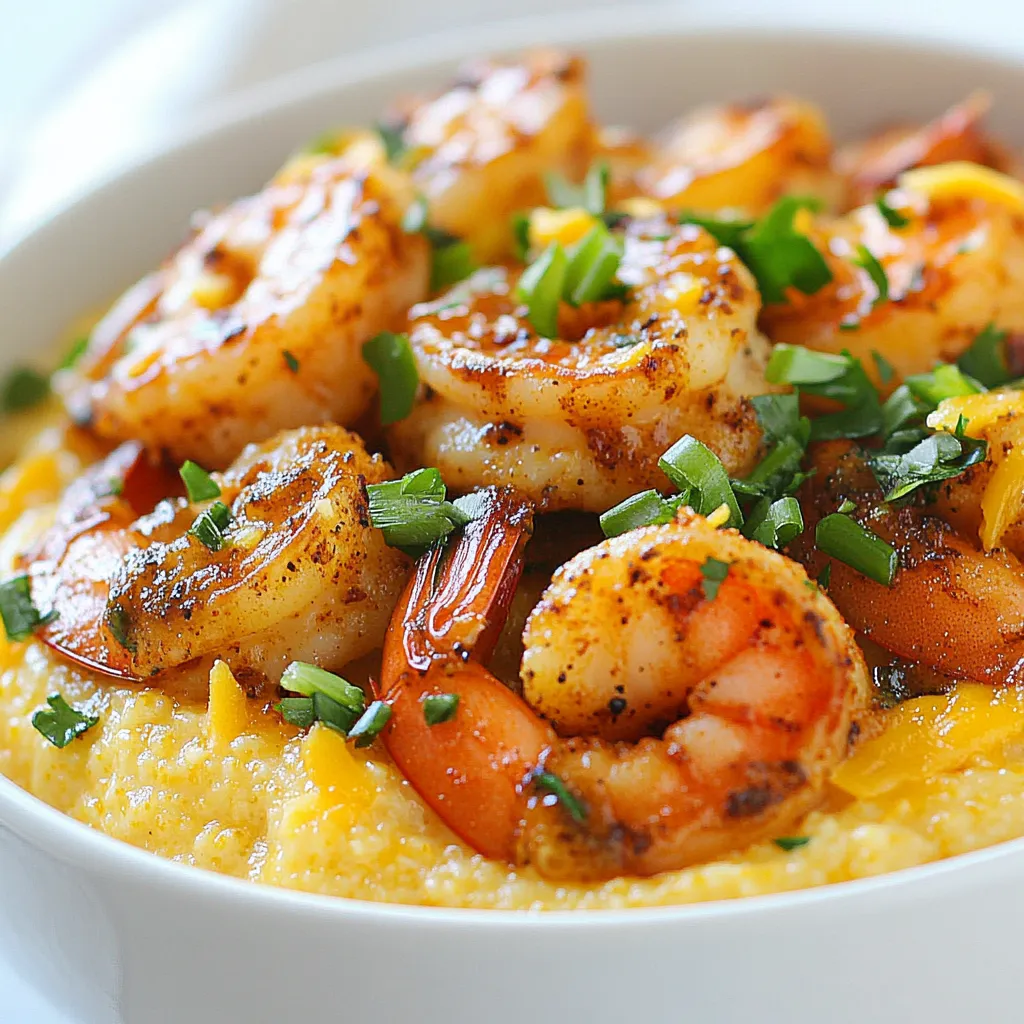 - 1 lb shrimp, peeled and deveined - 1 cup grits (stone-ground preferred) - 1 cup shredded sharp cheddar cheese The main ingredients in your Cajun Shrimp Grits Bowl are simple yet key to its flavor. The shrimp brings a sweet and tender bite. Grits serve as a creamy base and soak up all the flavors. Cheddar cheese adds richness and a sharp taste that complements the dish well. - 1 tablespoon Cajun seasoning - 3 cloves garlic, minced - 1 small onion, finely chopped - 1 bell pepper (any color), diced - 4 tablespoons unsalted butter - 2 tablespoons olive oil Seasonings bring the heat and flavor to this dish. Cajun seasoning blends spices like paprika, cayenne, and garlic. Garlic, onion, and bell pepper add depth and sweetness. Butter and olive oil help cook the veggies and shrimp, creating a savory sauce. - Chopped green onions - Fresh parsley, chopped - Salt and pepper to taste Garnishes make your bowl look and taste fresh. Green onions add a crisp bite, while parsley brightens the dish. A pinch of salt and pepper enhances all the flavors. Together, these garnishes complete your Cajun Shrimp Grits Bowl, making it a feast for the eyes and palate. {{ingredient_image_1}} To cook the grits, start by boiling 4 cups of water or chicken broth in a medium saucepan. This adds flavor. Once it boils, stir in 1 cup of grits and a pinch of salt. Lower the heat and cover the pan. Cook for about 20-25 minutes. Stir the grits occasionally. You want them thick and creamy when done. When the grits are creamy, mix in 1 cup of shredded sharp cheddar cheese and 2 tablespoons of butter. Stir until the cheese melts and combines well. Set the grits aside. Next, grab a large skillet. Heat 2 tablespoons of olive oil and 2 tablespoons of butter over medium heat. Add 1 small finely chopped onion and 1 diced bell pepper. Sauté for about 4-5 minutes until they are tender. Now, add 3 cloves of minced garlic and cook for an extra minute. This step makes the dish smell amazing. Then, sprinkle in 1 tablespoon of Cajun seasoning. Stir well to coat the vegetables. Now add 1 pound of peeled and deveined shrimp to the skillet. Cook until the shrimp turn pink and opaque. This takes about 3-4 minutes. Be careful not to overcook the shrimp. Season with salt and pepper to taste. Now it's time to put it all together. Spoon a generous portion of the cheesy grits into each bowl. Top it with the spicy Cajun shrimp mixture. For the final touch, garnish with chopped green onions and fresh parsley. This adds color and freshness to the dish. Enjoy your Cajun Shrimp Grits Bowl! To make great grits, you want a smooth and creamy texture. Start with stone-ground grits if you can find them. They give the best taste and texture. If you use instant grits, the flavor won’t be as rich. When cooking, bring your water or broth to a boil first. Stir in the grits and reduce heat to low. Keep stirring every few minutes. This helps prevent clumps. Cook until thick, about 20-25 minutes. When they are done, mix in the cheese and butter. This step makes them extra creamy. Cooking shrimp is easy, but timing is key. You want them pink and firm, not rubbery. When you add them to your skillet, watch closely. Cook for about 3-4 minutes. If you see them turning pink, they are done. For the veggies, start with the onions and bell peppers. Sauté them for 4-5 minutes before adding garlic. This way, the flavors blend well. Garlic only needs a minute, so add it last. To boost the flavor in your bowl, think about extra spices. A dash of smoked paprika or cayenne can add heat. If you like a little sweetness, try adding a touch of brown sugar. You can also switch up your cheese. While sharp cheddar is classic, other cheeses like pepper jack or cream cheese work well, too. Each cheese gives a different taste, so feel free to experiment! Pro Tips Use Fresh Shrimp: Fresh shrimp will enhance the flavor of your dish significantly. If using frozen, make sure to thaw them properly before cooking to avoid a rubbery texture. Adjust the Spice Level: If you prefer a milder dish, reduce the amount of Cajun seasoning or use a milder blend. You can always add more heat to taste at the end. Cheese Variations: Swap out the sharp cheddar for other cheeses like pepper jack for a spicier kick or gouda for a smoky flavor that pairs well with the Cajun seasoning. Garnish for Freshness: Don't skip the green onions and parsley! They add a fresh pop of flavor and color that complements the richness of the grits and shrimp. {{image_2}} You can change up the seafood in this dish. Try scallops or crab instead of shrimp. Each option brings a new taste. You can also mix different seafood for a fun twist. When it comes to grits, consider using instant grits for a fast meal. They cook quickly, but stone-ground grits taste richer. Stone-ground grits have a coarser texture and more flavor. Choose what fits your time and taste best. For a gluten-free version, just check your grits. Most grits are gluten-free, but always read labels. You can also use gluten-free broth to keep it safe. If you want a vegetarian version, skip the shrimp. Use mushrooms or zucchini to add bulk and flavor. Season them well to make sure they shine in your bowl. Pair your Cajun shrimp grits bowl with a simple side salad. A light salad adds freshness to the meal. You can also serve it with roasted vegetables for extra nutrients. For a creative bowl presentation, layer the grits and shrimp. Use a tall bowl to show off the layers. Garnish with green onions and parsley for a pop of color. This makes your dish not only tasty but also beautiful. To keep your Cajun Shrimp Grits fresh, store leftovers in an airtight container. Place the container in the fridge. It will stay good for about three days. If you want to keep it longer, consider freezing. You can freeze both the shrimp and the grits. First, let them cool completely. Then, pack them in freezer-safe bags. Squeeze out as much air as possible. This helps prevent freezer burn. To reheat, thaw overnight in the fridge. Then, warm them in a skillet over low heat or in the microwave until hot. For easy meals, prep your ingredients ahead of time. Chop the onion, bell pepper, and garlic and store them in the fridge. Cook the grits and shrimp in batches. When ready to eat, just assemble your bowl with the grits and shrimp. This saves time on busy nights and keeps your meals fresh. You can serve Cajun Shrimp Grits with many tasty sides. Here are some great options: - Collard greens: This dish adds a nice, earthy flavor. - Cornbread: A sweet and crumbly bread pairs well with the spice. - Fried green tomatoes: Crunchy and tangy, they make a great side. - Simple salad: A fresh salad with light dressing adds balance. These sides enhance the flavors and make your meal more fun. Yes, you can make Cajun Shrimp Grits ahead. Here’s how to store and reheat them: - Storing: Place leftovers in an airtight container. They stay fresh for up to three days in the fridge. - Reheating: When you’re ready to eat, reheat the grits on low heat. Add a splash of water or broth for creaminess. Cook the shrimp in a skillet until warm. This approach keeps the dish tasty and enjoyable later. Cajun seasoning blends bold and rich flavors. The typical ingredients include: - Paprika: Adds color and a mild kick. - Garlic powder: Provides a savory base. - Onion powder: Enhances the overall flavor. - Black pepper: Gives a nice heat. - Cayenne pepper: Adds a spicy touch. You can adjust the spices to suit your taste. This seasoning makes any dish lively and full of flavor. Cajun shrimp and grits combine rich flavors and comforting textures. We explored key ingredients like shrimp, grits, and cheddar cheese, along with flavorful seasonings and garnishes. I shared step-by-step instructions for cooking this dish and offered essential tips for perfecting your grits and shrimp. You now have variations and storage info to make meal prep easier. With the right approach, you can create a delicious meal that pleases everyone. Enjoy making this dish and let your creativity shine!