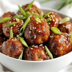 To make honey garlic glazed meatballs, gather these key ingredients: - 1 pound ground beef (or ground turkey for a lighter option) - 1/2 cup breadcrumbs (preferably panko for extra crunch) - 1/4 cup grated Parmesan cheese - 1/4 cup chopped fresh parsley - 1 large egg - 3 cloves garlic, minced - 1 teaspoon onion powder - 1/2 teaspoon salt - 1/4 teaspoon black pepper - 1/3 cup honey - 1/4 cup soy sauce (low sodium recommended) - 1 tablespoon apple cider vinegar - 1 teaspoon sesame oil - Sesame seeds and sliced green onions for garnish If you're missing some ingredients, here are some swaps: - Ground turkey can replace ground beef for a lighter meatball. - Use regular breadcrumbs if you don't have panko. - Swap Parmesan with Pecorino Romano for a sharper taste. - Fresh herbs like cilantro can replace parsley for a different flavor. - Maple syrup can work as a honey substitute for sweetness. To make these meatballs, you'll need a few kitchen tools: - Large mixing bowl for combining ingredients - Baking sheet lined with parchment paper - Small saucepan for the glaze - Measuring cups and spoons for accuracy - Mixing spoon or spatula for stirring - Meatball scoop or your hands for shaping meatballs {{ingredient_image_1}} To start, gather all your ingredients. You will need ground beef or turkey, breadcrumbs, Parmesan, parsley, garlic, onion powder, salt, pepper, and an egg. In a large bowl, mix the ground meat with the breadcrumbs. Add the grated Parmesan and chopped parsley next. Then, stir in the minced garlic, onion powder, salt, and pepper. Finally, crack in the egg and mix everything well. You want a nice, even mixture that sticks together well. Now, it’s time to shape the meatballs. Use your hands to roll the mixture into small balls, about the size of a golf ball. Place them on a baking sheet lined with parchment paper. Preheat your oven to 400°F (200°C). Bake the meatballs for 20-25 minutes. They should be browned and cooked fully. Check them with a meat thermometer; the inside should be 165°F (74°C). While the meatballs bake, let’s make the glaze. In a small saucepan, combine honey, soy sauce, apple cider vinegar, and sesame oil. Heat this over medium heat until it simmers. Stir occasionally for about 3-4 minutes. You want it to thicken slightly. Once the meatballs are ready, place them in a bowl. Pour the honey garlic glaze over the meatballs and toss them gently. This gives each meatball a nice coating. Return the glazed meatballs to the baking sheet and bake for another 5-10 minutes. This step helps the glaze caramelize and adds a lovely shine. To get the right meatball texture, use ground beef or turkey. Ground turkey gives a lighter bite. Add breadcrumbs for a crunchy base. Panko works best because it is light and airy. Mix the meat gently but well. Overmixing makes them tough. Form them into small balls, about one inch wide. This size helps them cook evenly. Flavor is key for great meatballs. Use fresh parsley for brightness. Minced garlic adds a nice punch. Onion powder gives depth without being too strong. Salt and pepper are must-haves for balance. You can also add some crushed red pepper for heat. Taste your mixture before baking. Adjust seasonings if needed. If your meatballs fall apart, check your mixture. Too many breadcrumbs can be the cause. Use an egg to help bind them. If they are dry, add a bit more moisture. A splash of soy sauce can help. For uneven cooking, try to make all meatballs the same size. If they are too brown, lower the oven temperature next time. Pro Tips Use Lean Meat: Opt for lean ground beef or turkey to reduce fat content without sacrificing flavor. Chill the Meatballs: After forming the meatballs, chill them in the fridge for 30 minutes to help them hold their shape while baking. Customize the Glaze: Feel free to add spices like red pepper flakes or ginger to the glaze for an extra kick of flavor. Serve Immediately: For the best taste and texture, serve the meatballs right after glazing while they’re still warm and sticky. {{image_2}} You can easily swap the ground beef for ground turkey. This change makes the dish lighter while keeping it tasty. Ground chicken is another option if you like a milder flavor. If you're feeling adventurous, try using ground lamb or pork. Each type of meat brings its own unique taste to the meatballs. You can adjust the honey garlic glaze to fit your taste. Want it spicier? Add a dash of red pepper flakes or some sriracha. For a different flavor, try maple syrup instead of honey. You can also use coconut aminos if you want a soy-free option. Mixing in fresh ginger can add a nice zing to the glaze. These meatballs shine on their own but pair well with many sides. Serve them over steamed rice or noodles for a filling meal. You can also enjoy them with a side of fresh veggies or a crisp salad. For a fun twist, place the meatballs in slider buns for tasty sandwiches. Don’t forget to garnish with sesame seeds and green onions for that extra touch! To keep your honey garlic glazed meatballs fresh, let them cool first. Once cooled, place them in an airtight container. You can store them in the fridge for up to three days. Make sure the container is tightly sealed to prevent any odors from mixing. When you are ready to enjoy your leftovers, reheating is simple. You can use the microwave for quick warming. Place the meatballs on a plate and cover them with a damp paper towel. Heat them in 30-second bursts until they are warm. For a crispier option, heat them in the oven at 350°F (175°C) for about 10 minutes. This helps keep the glaze nice and sticky. If you want to save some meatballs for later, freezing is a great option. After cooling, arrange the meatballs in a single layer on a baking sheet. Freeze them for about an hour, then transfer them to a freezer bag. Label the bag with the date. They can stay in the freezer for up to three months. To cook them, you can bake them straight from the freezer. Just add a few extra minutes to the cooking time. Yes, you can use a grill. Grilling adds a nice smoky flavor. Form your meatballs as usual. Preheat the grill to medium heat. Place the meatballs on skewers or a grill pan. Cook them for about 15-20 minutes. Turn them often for even cooking. Make sure they reach an internal temperature of 165°F. You can check the meatballs in two ways. First, look for a nice brown color on the outside. Second, use a meat thermometer. Insert it into the center of a meatball. It should read 165°F to ensure they are safe to eat. If you don’t have a thermometer, cut one open. The meat should be no longer pink inside. Yes, you can make these meatballs gluten-free. Use gluten-free breadcrumbs instead of regular ones. Check the soy sauce label. Look for a brand that is gluten-free. With these changes, you'll have a tasty gluten-free version of honey garlic glazed meatballs. Enjoy every bite without worry! You learned how to make tasty meatballs with a sweet glaze. We covered key ingredients, useful tools, and step-by-step cooking tips. Remember, the right mix and cooking method make all the difference. Explore variations to suit your taste, and find tips on storing leftovers. Making meatballs is fun and easy! Now, go create your own delicious dish!