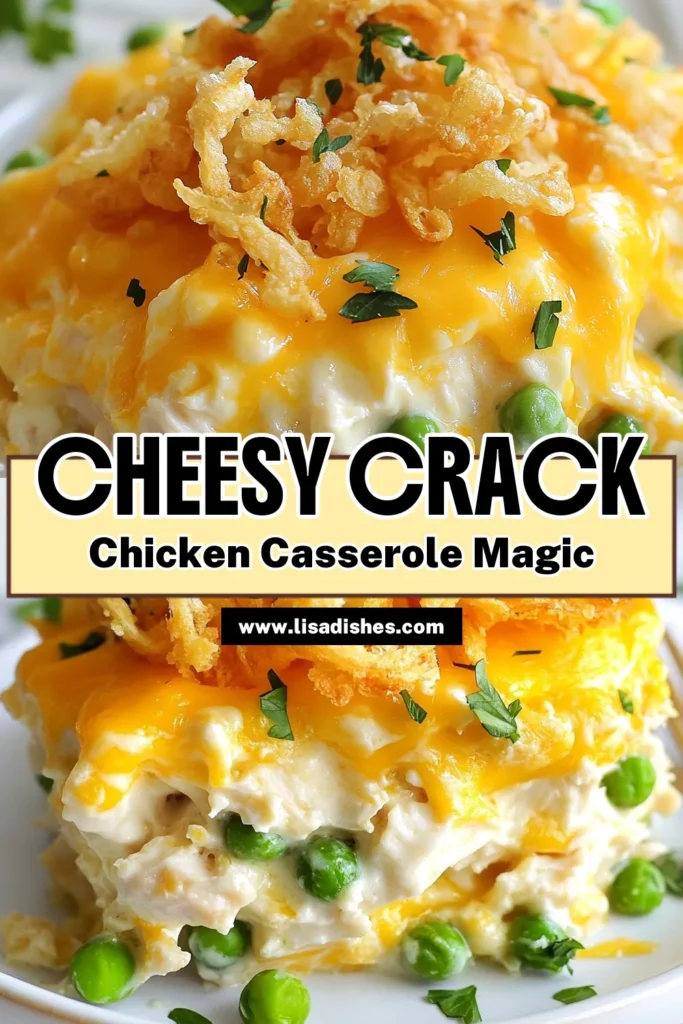 Discover the ultimate Cheesy Crack Chicken Casserole, a creamy chicken casserole that the whole family will love. This easy casserole recipe combines cooked chicken, cream cheese, and cheddar for a cheesy chicken dinner that's packed with flavor. Perfect for weeknight meals, this dish will quickly become a favorite. Try this delicious chicken casserole recipe today and save it for later! #CasseroleRecipes #CheesyChicken #DinnerIdeas #EasyRecipes