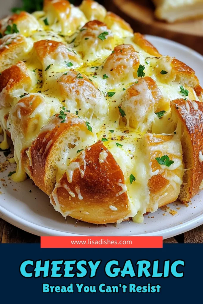 Indulge in the ultimate comfort food with this Cheesy Garlic Pull Apart Bread recipe! Perfect for sharing, this warm, gooey delight is packed with melty mozzarella, rich Parmesan, and fragrant garlic butter. It's easy to make and sure to impress your friends and family at any gathering. Click through for the full recipe and tips on presentation! Don't miss out on this delicious treat! #CheesyGarlicBread #ComfortFood #BreadLovers #EasyRecipes