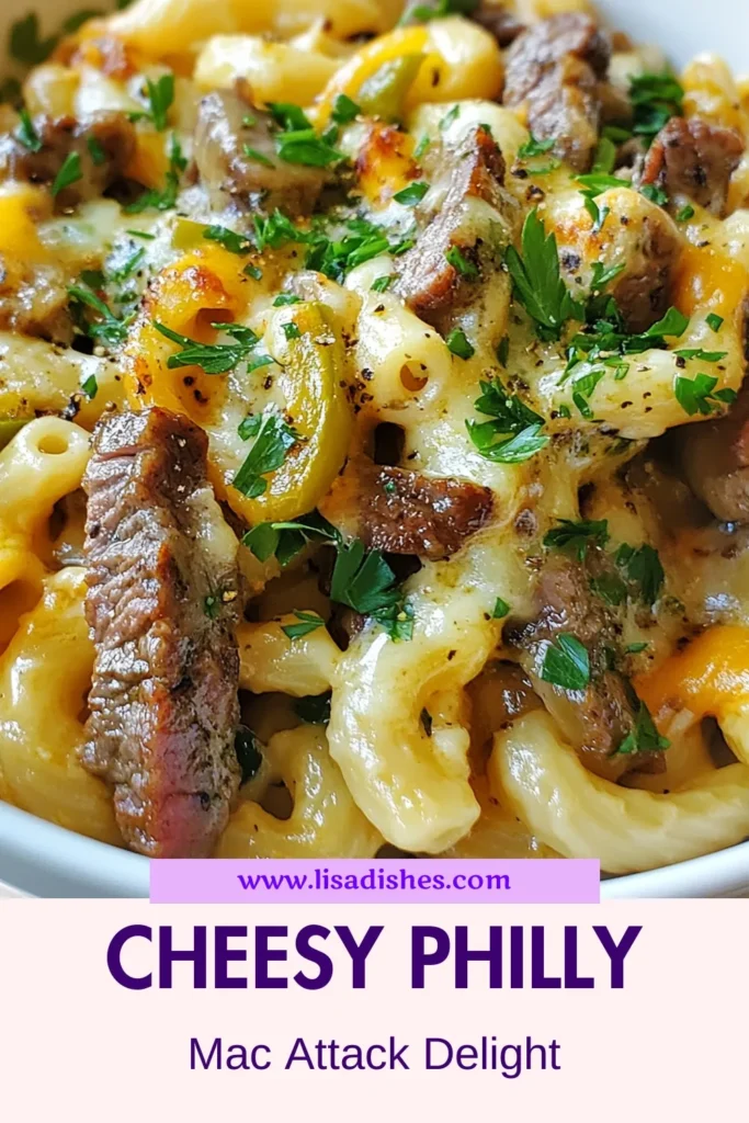 Indulge in this delicious Philly cheesesteak mac and cheese recipe that combines creamy macaroni and cheese with tender ribeye steak. This easy mac and cheese recipe features sautéed onions and bell peppers, creating the ultimate comfort dish. Whether you bake it or enjoy it right on the stove, this baked mac and cheese with steak is sure to impress! Try it today and elevate your dinner game! #MacAndCheese #ComfortFood #Cheesesteak #EasyRecipes