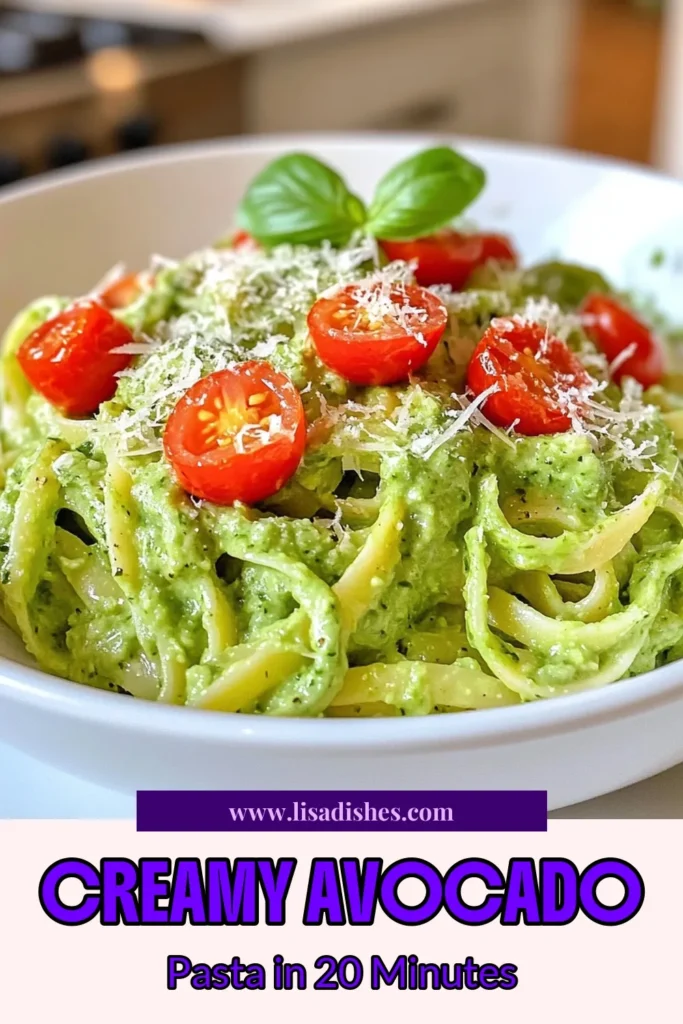 Discover a delicious and healthy avocado recipe with this creamy avocado pasta! This easy avocado pasta recipe features whole wheat pasta tossed in a smooth vegan pasta sauce made from ripe avocados, fresh basil, and garlic. Perfect for a quick meal, this dish is both nutritious and satisfying. Try this creamy avocado pasta tonight and elevate your dinner game. Save this recipe for later! #AvocadoPasta #HealthyRecipes #VeganPasta #WholeWheatPasta