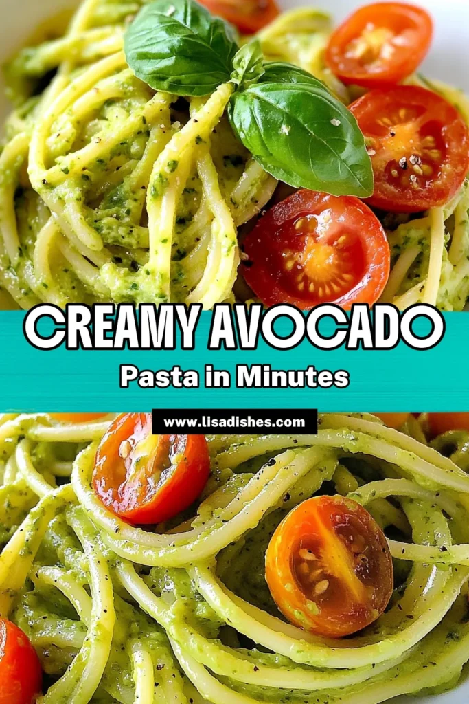 Indulge in this creamy avocado pasta that takes just 20 minutes to prepare! Perfect for a quick meal, this dish combines ripe avocados with fresh basil for a flavorful avocado sauce for pasta. It’s one of the healthiest avocado recipes, ideal for vegetarians and makes an easy pasta dish. Enjoy a guilt-free dinner everyone will love! Save this recipe for a delicious twist on your pasta nights! #CreamyAvocadoPasta #EasyPastaDishes #HealthyAvocadoRecipes #VegetarianPastaRecipes