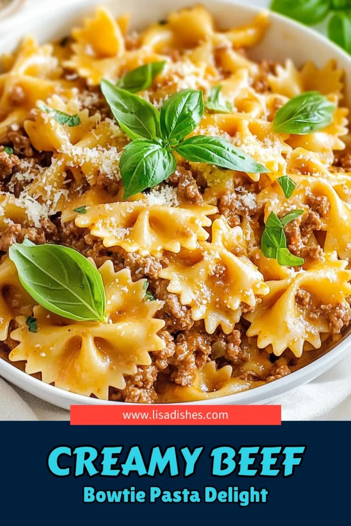 Indulge in the comforting flavors of Creamy Parmesan Beef Pasta with this easy bowtie pasta recipe. Made with ground beef, creamy Parmesan, and a touch of Italian seasoning, this ground beef pasta dish is perfect for busy weeknights. Enjoy a delicious blend of flavors in just 30 minutes with this easy creamy pasta recipe. Your family will love this Italian comfort food! Save this recipe for later! #PastaLovers #FamilyDinner #ItalianRecipes #ComfortFood