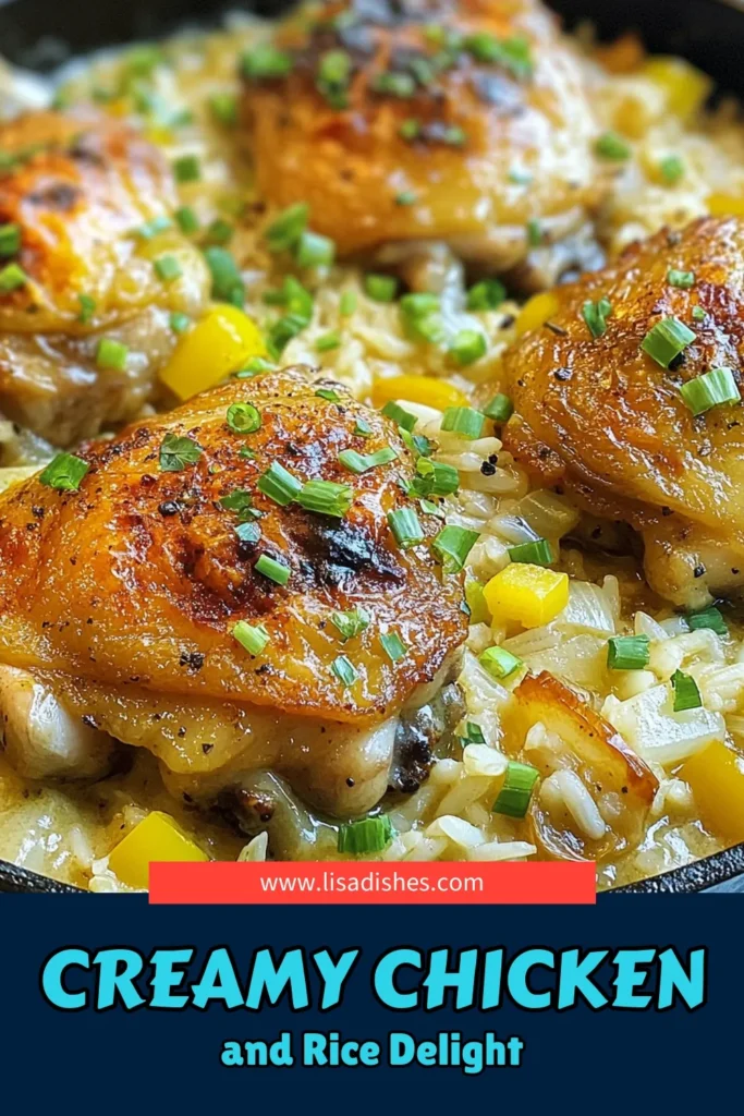 Create a comforting meal with this easy smothered chicken recipe! This creamy chicken thighs dish features flavorful rice and tender chicken, making it a perfect chicken and rice casserole for busy weeknights. Enjoy this one-pot chicken recipe that promises to satisfy everyone at the table. Try it tonight for a delicious, hassle-free dinner! Save this recipe for your next meal! #ChickenAndRice #OnePotMeal #DinnerInspiration #EasyRecipes