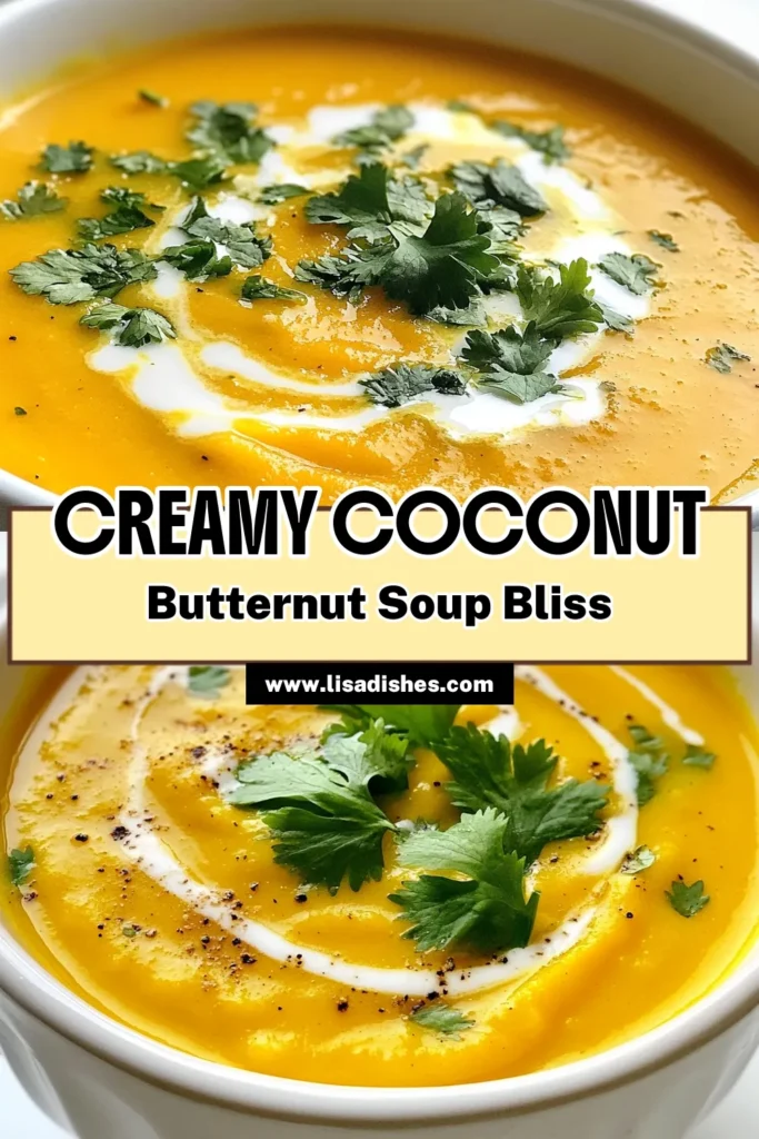 Discover the ultimate vegan comfort food with this creamy butternut squash soup! This easy coconut milk soup recipe combines fresh ingredients and warm spices to create a deliciously healthy dish perfect for any occasion. Enjoy a bowl of this vegan butternut squash soup, ideal for meal prep or cozy dinners. Don’t miss out on this healthy butternut squash recipe! Try it now and elevate your soup game! #VeganRecipes #ButternutSquash #CoconutMilk #HealthyEating