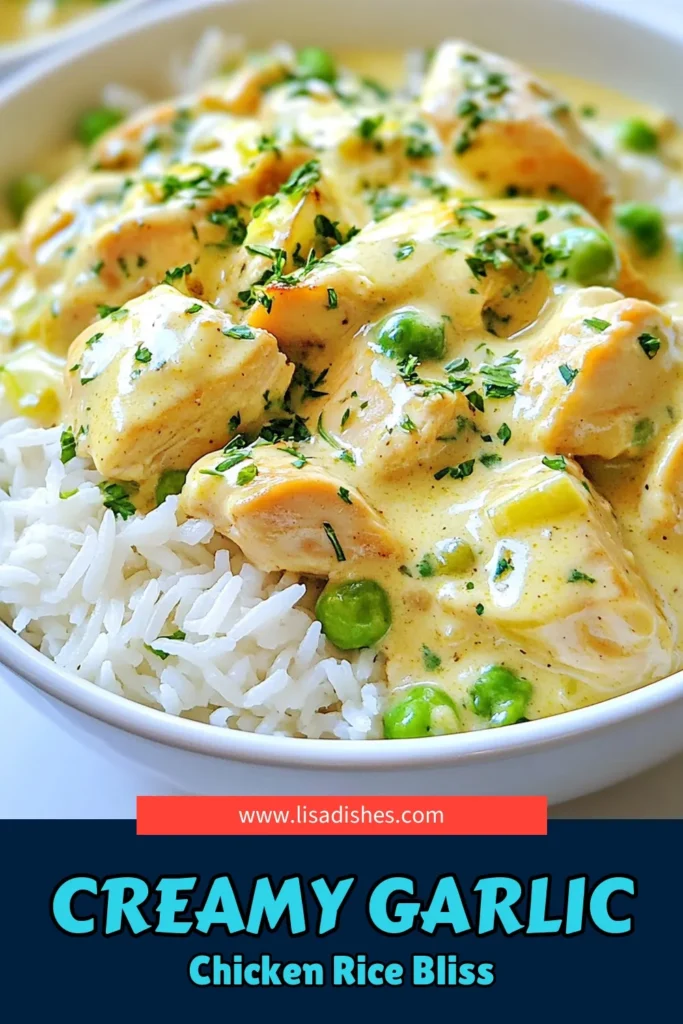 Craving a comforting meal? Try this creamy garlic chicken recipe featuring tender chicken rice bowls. Perfect for an easy garlic chicken dinner, this dish combines juicy chicken, fragrant jasmine rice with chicken, and a rich garlic cream sauce. Ideal for family dinners, these chicken rice bowls are a true comfort food chicken recipe. Save this recipe for your next cooking adventure! #ComfortFood #ChickenRecipes #EasyDinner #GarlicLovers