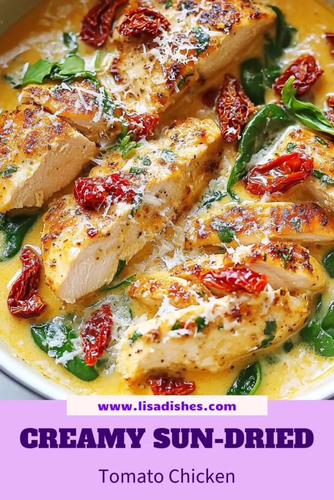 Savor the deliciousness of this creamy sun-dried tomato chicken skillet! This easy chicken skillet recipe combines tender chicken, sun-dried tomatoes, and vibrant spinach in a rich cream sauce, making it the perfect sun-dried tomato chicken dish for a quick dinner. Ready in just 25 minutes, this creamy chicken with spinach will become a weeknight favorite. Don’t miss out—try it tonight and impress your family! #CreamyChicken #QuickDinnerRecipes #ChickenSkilletRecipe #SavoryMeals