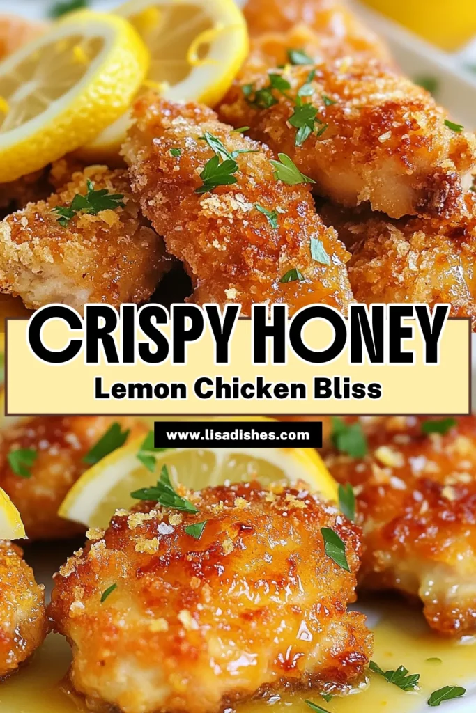 Indulge in the irresistible flavors of crispy honey lemon chicken! This quick chicken dinner features panko breaded chicken, fried to perfection and drizzled with a bright honey lemon sauce. Perfect for busy weeknights, this easy honey lemon chicken recipe will delight your taste buds and impress your family. Save this recipe for a delightful meal that’s both crispy and refreshing! #CrispyHoneyLemonChicken #QuickDinner #PankoBreadedChicken #HoneyLemonChickenRecipe