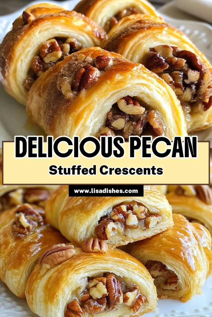 Indulge in this delightful crescent rolls recipe with a scrumptious pecan filling! Perfect for any occasion, these easy crescent roll snacks combine the rich flavors of pecans and cinnamon for a tasty treat. Ideal for baking with pecans, this pecan dessert recipe is sure to impress. Don't miss out on these cinnamon crescent rolls—try them today! Save this recipe for your next baking adventure! #CrescentRolls #PecanDessert #EasySnacks #BakingWithPecans