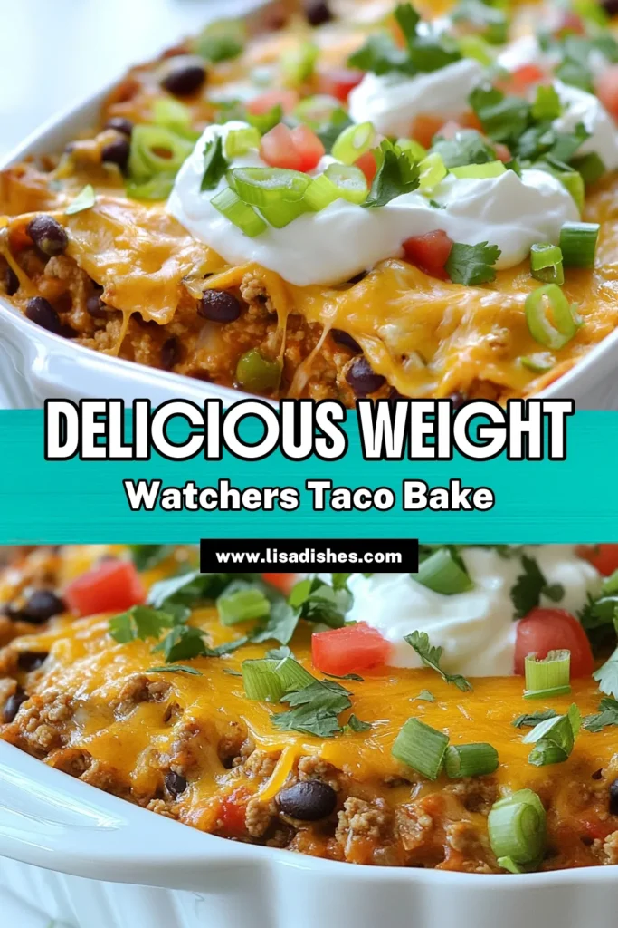 Discover a flavorful Weight Watchers Taco Casserole that's both healthy and satisfying! This easy taco casserole recipe features lean ground turkey, black beans, and a creamy topping of fat-free Greek yogurt. Perfect for a weeknight dinner, it's a low-fat ground turkey recipe the whole family will love. Try this delicious Taco Casserole with Greek yogurt today and make mealtime a breeze! Save this recipe for your next cooking adventure! #WeightWatchers #TacoCasserole #HealthyRecipes #EasyDinner