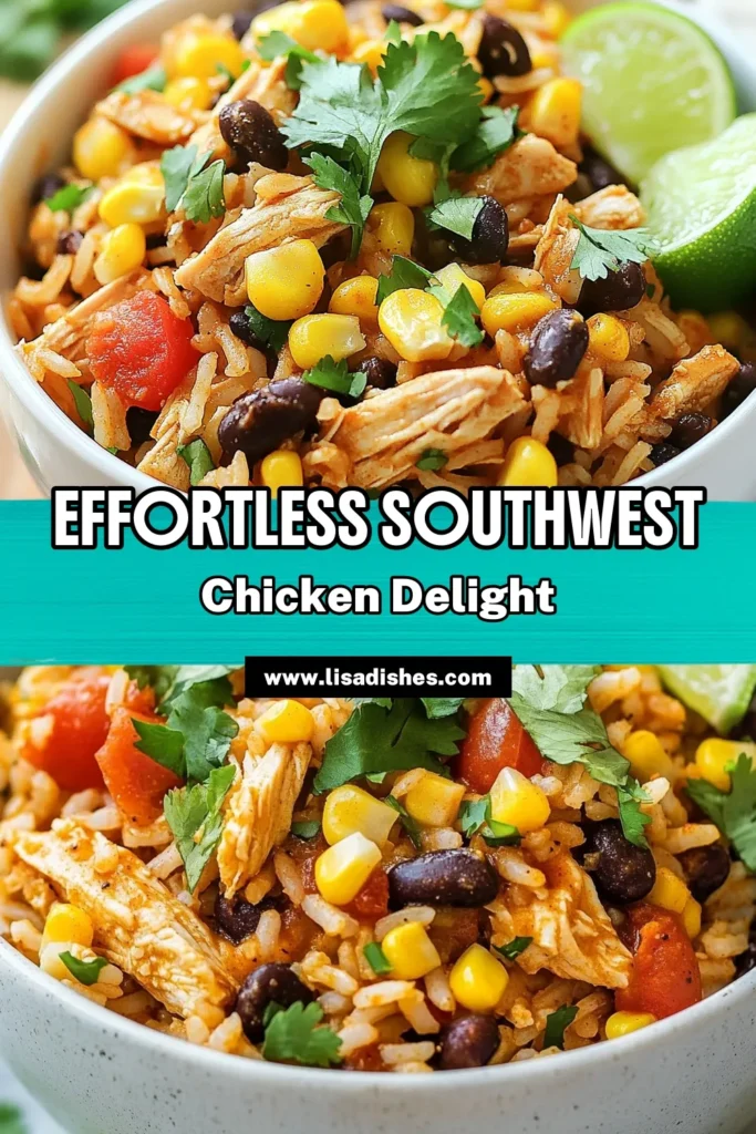 Discover a delicious Crockpot chicken recipe with our Southwest Chicken Rice! This easy crockpot meal combines tender chicken, flavorful spices, black beans, corn, and rice for a healthy chicken dish that's perfect for busy weeknights. Enjoy this one-pot chicken recipe that cooks itself while you go about your day. Try it today and elevate your dinner game! Save this recipe now! #CrockpotChickenRecipe #SouthwestChickenRice #EasyCrockpotMeals #HealthyChickenDishes