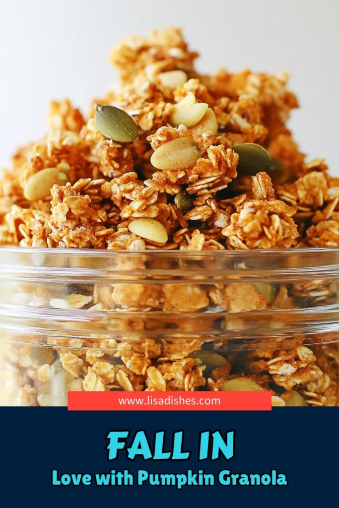 Fall in love with these Pumpkin Spice Granola Clusters! This easy recipe combines rolled oats, pumpkin seeds, and a delightful pumpkin spice blend for a crunchy treat. Perfect for breakfast or a snack, these clusters are quick to make and packed with flavor. Ready in just 35 minutes, they’re great for sharing or enjoying solo. Dive into this delicious recipe and bring cozy autumn vibes to your kitchen today! #PumpkinSpice #GranolaClusters #HealthySnacks #FallRecipes