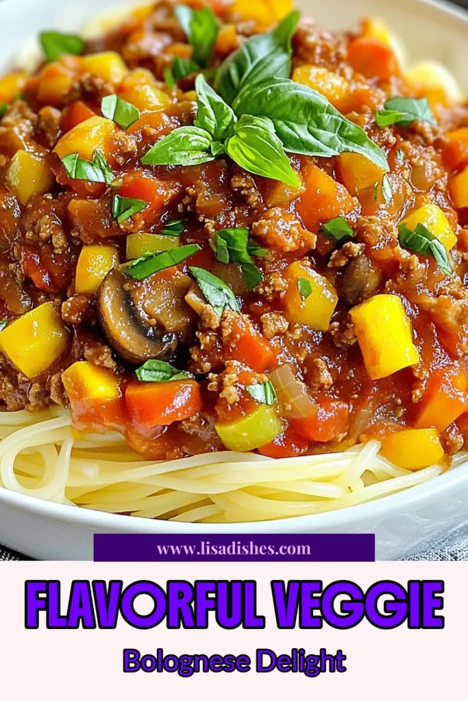 Discover this delicious meatless bolognese recipe that combines a variety of fresh veggies for a hearty, veggie-packed pasta sauce. This vegetarian bolognese sauce is not only easy to make but also a perfect healthy meatless dinner for the whole family. Try this easy vegetable pasta recipe tonight and enjoy a flavorful, nutritious meal. Save this pin for later and dive into the world of meatless cooking! #MeatlessBolognese #VegetarianRecipes #HealthyDinner #PastaRecipes
