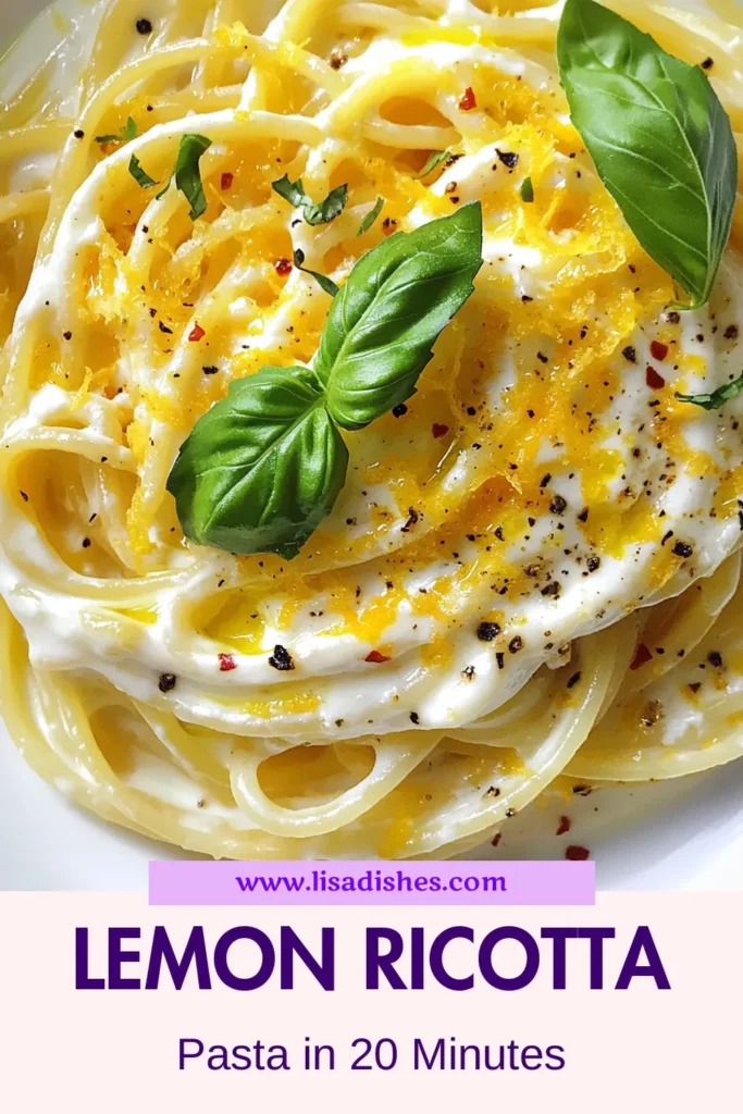 Discover how to make a delicious Lemon Ricotta Pasta that’s perfect for any occasion. This creamy lemon pasta combines ricotta cheese with zesty flavors for an irresistible dish. Easy pasta recipes don't get better than this! With simple ingredients and quick prep, elevate your weeknight meals with this rich, flavorful dish. Ready to impress? Save this recipe for your next zesty pasta meal! #LemonRicottaPasta #EasyPastaRecipes #CreamyLemonPasta #RicottaCheeseDishes