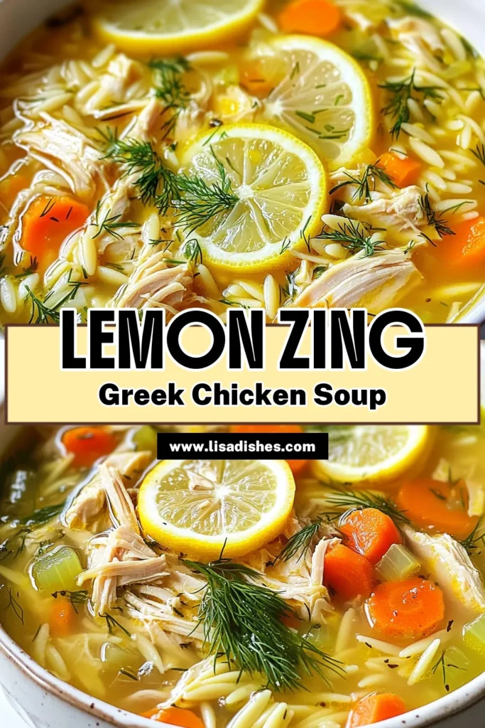 Discover the heartwarming flavor of Greek lemon chicken soup, a delightful twist on classic lemon chicken orzo soup. This avgolemono recipe brings a healthy Mediterranean touch to your meals, featuring tender chicken and zesty lemon in every bite. Perfect for cozy dinners or meal prep, this healthy chicken soup recipe is sure to impress. Save this recipe for a delicious taste of Greece in your kitchen! #GreekLemonChickenSoup #HealthySoup #MediterraneanRecipes #AvgolemonoRecipe