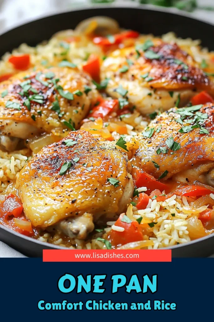 Discover this delicious smothered chicken recipe that transforms a simple chicken and rice dinner into a creamy, flavorful masterpiece! Perfect for busy weeknights, this easy chicken thighs recipe requires just one pan, making cleanup a breeze. Enjoy tender chicken nestled in savory rice, all cooked together for maximum flavor. Try this one-pan chicken dinner tonight and impress your family! Save this recipe now! #SmotheredChicken #OnePanDinner #EasyRecipes #ChickenAndRice