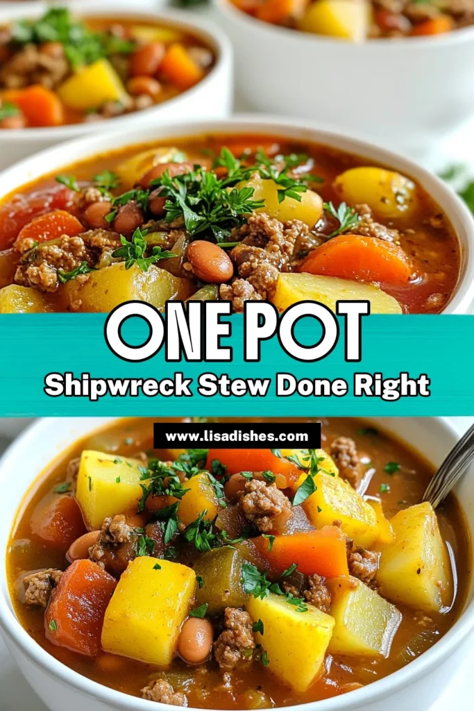 Discover the ultimate comfort dish with this easy Crock Pot Shipwreck Stew! Packed with hearty ground beef and nutritious veggies, this easy slow cooker stew is perfect for busy families. Simmered with savory vegetable broth, it’s a family-friendly crock pot meal that everyone will love. Perfect for meal prep, just set it and forget it! Try this recipe today and enjoy a wholesome dinner with minimal effort. Save this for later! #CrockPotShipwreckStew #EasySlowCookerStew #HeartyGroundBeefRecipe #FamilyFriendlyMeals
