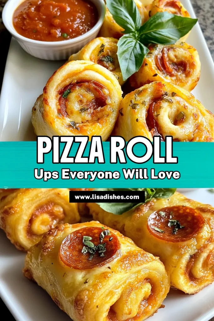 Looking for a fun and delicious snack? Try these pepperoni pizza roll ups! This easy pizza rolls recipe combines flaky, oven-baked pizza rolls with gooey mozzarella and savory pepperoni, making perfect party snacks recipes. Homemade pepperoni rolls are simple to make and great for sharing. Ready in just 35 minutes, they are sure to be a crowd-pleaser. Don’t miss out—save this recipe for your next gathering! #PepperoniPizzaRollUps #EasyPizzaRollsRecipe #HomemadePepperoniRolls #PartySnacksRecipes