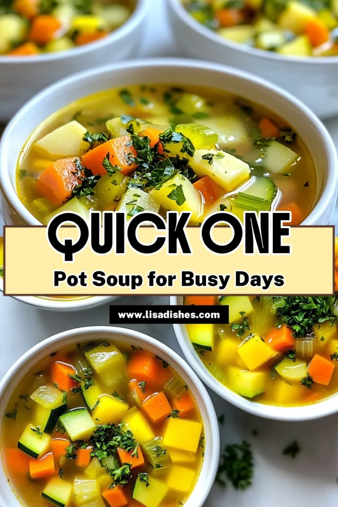 Discover the perfect easy one-pot soup for your busy days with this delicious Busy Day Soup recipe! Packed with fresh vegetables, it's a quick healthy soup that's both comforting and nutritious. Just 35 minutes to a flavorful one-pot meal that your whole family will love. Don't miss out on this great vegetable soup recipe that's easy to whip up. Try it today and save for your next busy week! #OnePotMeals #EasySoup #HealthyRecipes #VegetableSoup