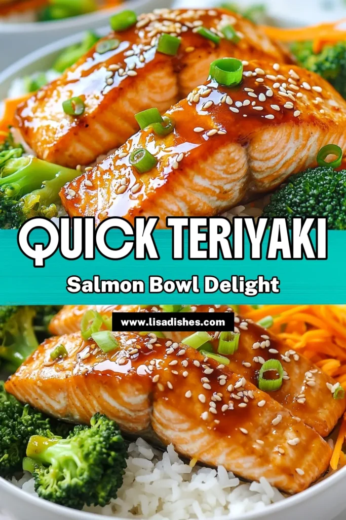 Elevate your dinner routine with this quick Teriyaki salmon bowl recipe! In just 15 minutes, you can whip up a healthy teriyaki recipe featuring tender salmon fillets served over fluffy jasmine rice bowls. Packed with vibrant veggies, it’s perfect for easy weeknight meals. Try this delicious quick salmon dinner that will satisfy your cravings while keeping it nutritious. Pin this recipe now for a delightful meal! #TeriyakiSalmon #HealthyRecipes #EasyDinner #JasmineRiceBowls
