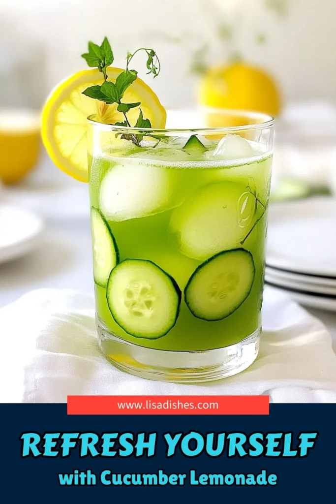Beat the heat with this refreshing Chilled Cucumber Lemonade recipe! Perfect for hot summer days, this easy drink combines cooling cucumber, zesty lemon, and a hint of sweetness for a delightful thirst-quencher. Plus, it takes just 15 minutes to prepare. Serve it at your next gathering and impress your friends! Click through for the full recipe and make your summer extra refreshing! #CucumberLemonade #SummerDrinks #HealthyRecipes #RefreshingBeverages