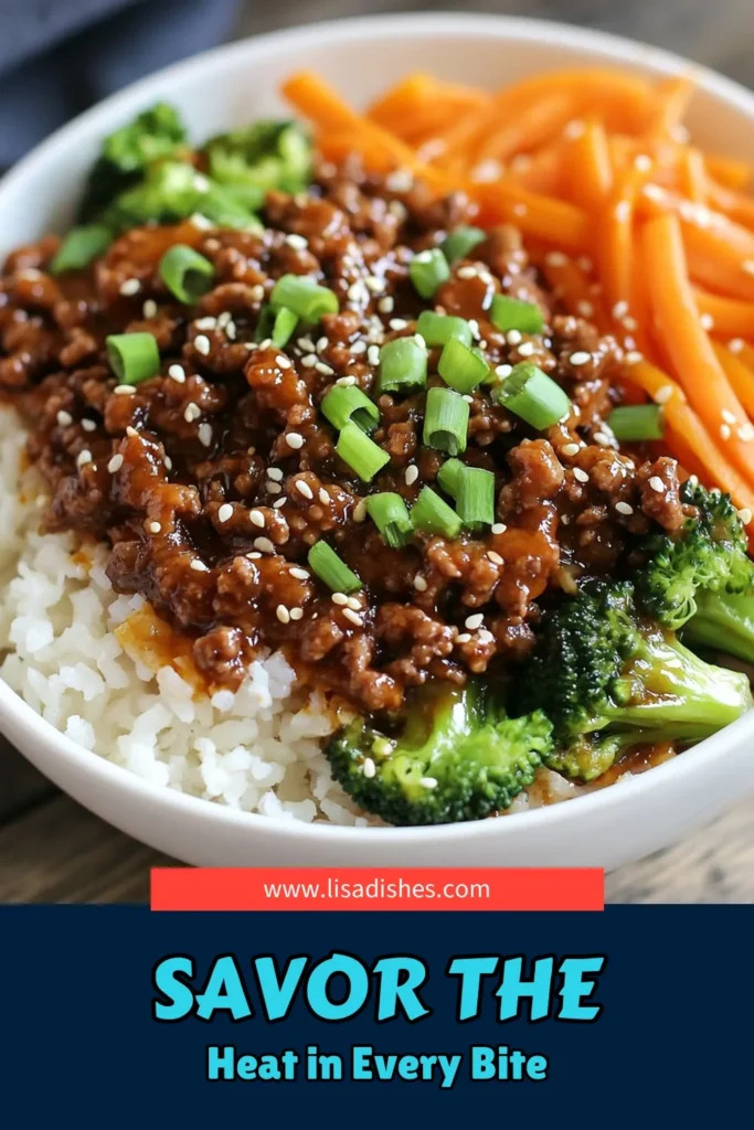 Looking for a quick dinner idea? Try these Spicy Korean Beef Bowls! This delicious Gochujang beef recipe features flavorful ground beef sautéed with garlic and ginger, topped with julienned carrots and served over jasmine rice. Perfect as an easy beef stir fry recipe, it's a fantastic addition to your quick Asian dinner recipes. Save this recipe for a delicious meal tonight! #SpicyKoreanBeefBowls #GochujangBeefRecipe #EasyBeefStirFry #QuickAsianDinner