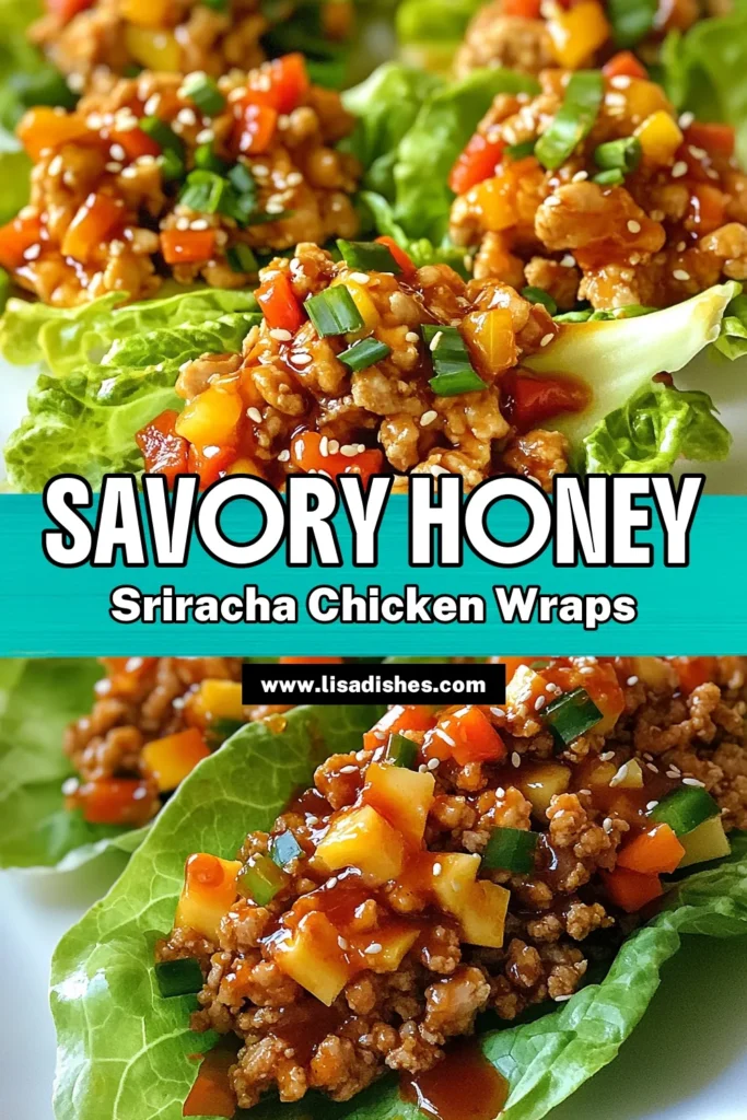 Looking for a delicious and healthy dinner option? Try these Honey Sriracha Chicken Wraps! Made with ground chicken and fresh veggies, these lettuce wrap recipes offer a perfect blend of sweetness and spice. Quick to prepare, they are ideal for busy weeknights. Enjoy these healthy chicken recipes for a light meal your family will love. Save this recipe for a tasty, easy dinner idea! #HoneySriracha #LettuceWrapRecipes #QuickDinnerIdeas #HealthyChickenRecipes