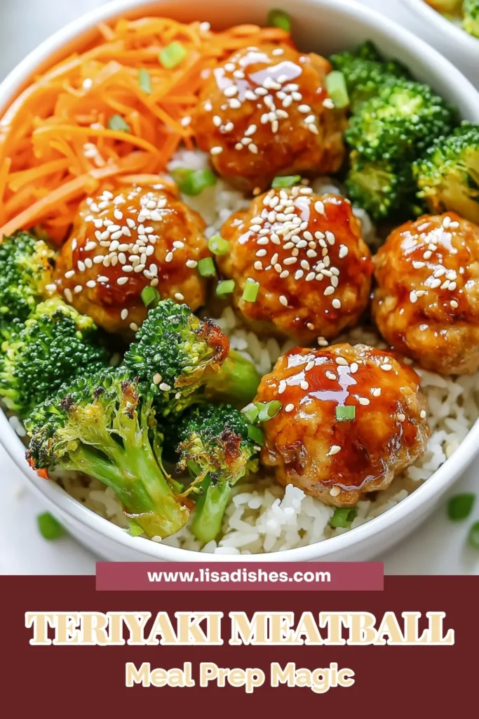 Looking for a delicious and healthy meal prep idea? Try this teriyaki meatball recipe featuring healthy chicken meatballs paired with nutritious quinoa meal prep bowls. These gluten-free teriyaki sauce meatballs are not just tasty but also easy to prepare and perfect for the week ahead. Meal prep has never been this flavorful! Save this recipe and get ready to enjoy! #TeriyakiMeatballs #MealPrepBowls #HealthyEating #GlutenFreeCooking
