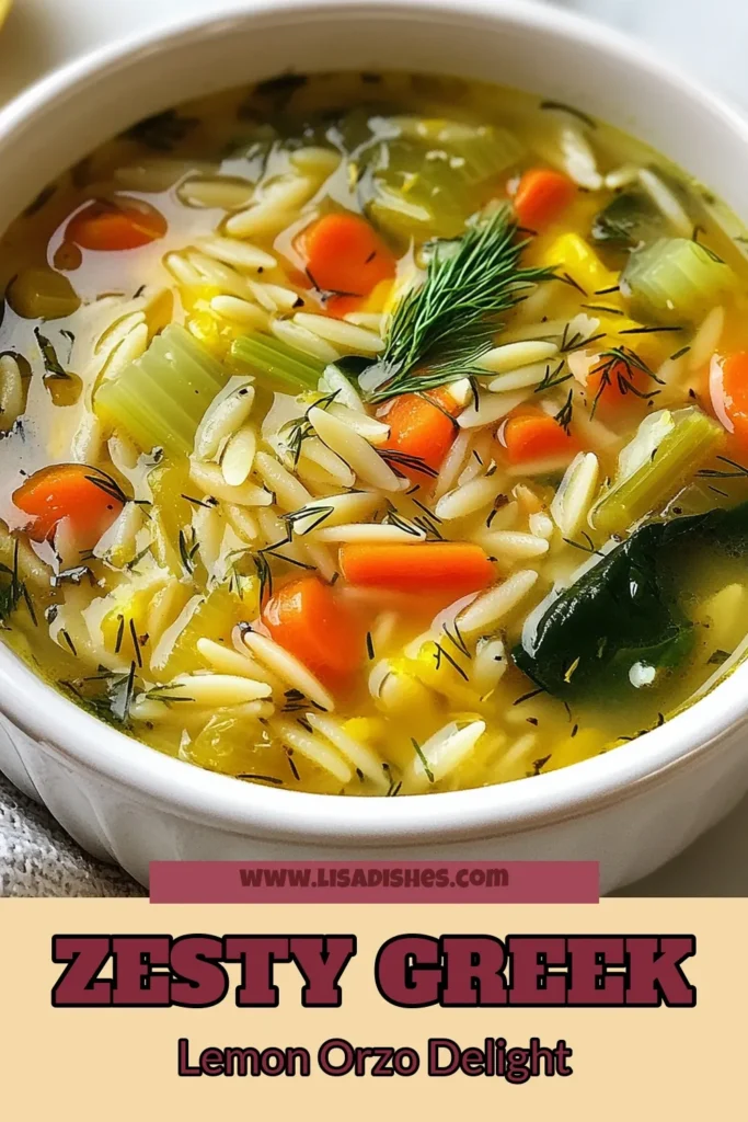 Discover the deliciousness of Greek lemon orzo soup! This healthy Greek soup recipe is packed with flavor and nutrients, featuring orzo soup with spinach and a zesty lemon kick. Perfect as a comforting meal, this easy lemon orzo soup can also be made with or without chicken. Enjoy the hearty goodness of this vegetable broth soup recipe. Try it today and elevate your meal game! Save this recipe for later! #GreekLemonOrzoSoup #HealthySoup #EasySoupRecipe #OrzoSoup