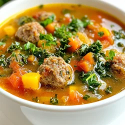 To make hearty sausage soup, gather these key ingredients: - 1 pound Italian sausage, casings removed - 1 medium onion, diced - 2 cloves garlic, minced - 2 carrots, sliced - 2 sticks celery, chopped - 1 can (14.5 oz) diced tomatoes, with juice - 4 cups chicken broth - 1 cup kale, chopped - 1 medium potato, diced - 1 teaspoon dried oregano - 1 teaspoon dried thyme - Salt and pepper to taste - 2 tablespoons olive oil - Fresh parsley, chopped (for garnish) I often use Italian sausage for its rich flavor. You can pick spicy or sweet. If you prefer, you can use turkey sausage or chicken sausage for a lighter option. Each choice will change the soup's taste but keep it hearty. The classic mix of vegetables makes this soup special. I love the crunch of carrots and celery. Diced tomatoes add a nice tang. Fresh herbs like oregano and thyme bring all the flavors together. Feel free to mix in other veggies. Zucchini or bell peppers add nice textures. You could also include beans for added protein. Want a kick? Add red pepper flakes or hot sauce. This soup is all about personal taste! {{ingredient_image_1}} Cooking the sausage First, I heat olive oil in a large pot over medium heat. I add the Italian sausage, which I remove from its casing. I break up the sausage with a spoon as it cooks. I let it brown for about 5 to 7 minutes. This step builds a great flavor base for the soup. Adding vegetables and simmering Next, I add the diced onion, minced garlic, sliced carrots, and chopped celery into the pot. I sauté these vegetables for about 5 minutes. This softens them and brings out their sweet taste. After that, I stir in the diced tomatoes with their juice, chicken broth, diced potato, oregano, thyme, salt, and pepper. I bring the soup to a boil. Once the soup boils, I lower the heat. I let it simmer for about 25 to 30 minutes. This makes the potatoes tender and lets the flavors meld. Final preparation and serving In the last step, I add the chopped kale to the pot. I simmer it for an extra 5 minutes until the kale wilts. Then, I taste the soup and adjust the seasoning as needed. Finally, I serve it hot and garnish with fresh parsley. How to achieve the best flavor To make your soup pop, start with fresh ingredients. Use quality Italian sausage for depth. Browning the sausage adds nice flavor. Cook it until it’s golden. Sauté the onions and garlic next. This step brings a sweet taste to the dish. A good simmer helps all the flavors blend. Add herbs like oregano and thyme for aroma. Recommendations for ingredient modifications You can switch up the sausage if you like. Try chicken or turkey sausage for a lighter dish. Add beans for extra protein and fiber. You can use spinach instead of kale for a change. If you want a spicy kick, add red pepper flakes. For a creamy touch, stir in some heavy cream at the end. Ideal cooking equipment A large pot is best for this soup. A Dutch oven works well, too. It holds heat evenly and allows for great browning. A wooden spoon helps mix everything well. Use a lid to keep the heat in while it simmers. For easy serving, a ladle makes it simple to dish out. Pro Tips Choosing the Sausage: For a spicier kick, opt for hot Italian sausage. For a milder flavor, use sweet Italian sausage. Add More Veggies: You can incorporate additional vegetables such as bell peppers or zucchini to enhance the nutritional value and flavor. Simmering Time: Letting the soup simmer longer allows the flavors to meld together beautifully, so don’t rush this step! Storage Tips: This soup stores well in the refrigerator for up to 3 days and can be frozen for up to 3 months. Just remember to cool it completely before freezing. {{image_2}} You can change this soup to fit your needs. Here are some ideas: - Low-carb and keto-friendly adjustments: Use turkey sausage or chicken sausage instead of Italian sausage. Skip the potatoes and add more kale or zucchini. This keeps the soup filling without the carbs. - Vegetarian alternatives: Swap the sausage for plant-based sausage. Use vegetable broth instead of chicken broth. Add beans for protein and keep the veggies like carrots and celery. You still get a hearty soup without meat. - Seasonal variations with different vegetables: Change the veggies based on what’s fresh. In spring, add peas and asparagus. In fall, try butternut squash and sweet potatoes. This makes the soup new and exciting with each season. Feel free to mix and match these ideas. Your soup can be a new dish every time! When you have leftover hearty sausage soup, you want to keep it fresh. First, let the soup cool down to room temperature before storing. This step helps prevent bacteria growth. For storing in the fridge, use an airtight container. The soup will stay good for about 3 to 4 days. If you want to keep it longer, freezing is a great option. To freeze, portion the soup into freezer-safe bags or containers. Leave some space at the top for expansion. The soup can last in the freezer for about 3 months. When you are ready to eat, thaw the soup in the fridge overnight. To reheat, warm it on the stove over low heat. Stir it often to keep it smooth. You can also microwave it, but stir halfway through to ensure even heating. To keep the soup's flavor and texture, avoid reheating multiple times. Each time you heat it up, the taste can change. Instead, only reheat the amount you plan to eat. These tips will help you enjoy every bowl of your hearty sausage soup! Can I use other types of sausage? Yes, you can use any sausage you like. Chicken, turkey, or even plant-based sausage work well. Each type will change the flavor a bit. Feel free to try different kinds to find your favorite. How long does the soup last in the fridge? Hearty sausage soup keeps well in the fridge for about 3 to 4 days. Just make sure to store it in an airtight container. If you want to keep it longer, freezing is a great option. What can I serve with hearty sausage soup? This soup pairs well with crusty bread or a fresh salad. You can also enjoy it with a side of cheese or garlic bread. These sides enhance the meal and make it even more satisfying. This blog post covered the essential ingredients for a hearty sausage soup, with a focus on sausage, veggies, and herbs. I shared clear, step-by-step cooking instructions to make it simple for you. Cooking tips will help you create the best flavor, while variations can match your diet. Effective storage methods keep your leftovers fresh for days. Remember, you can tweak the recipe to fit your taste. Enjoy making this comforting dish that warms the soul!