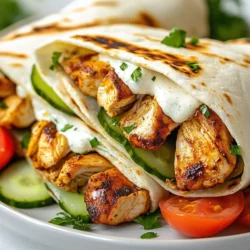 - 2 lbs chicken thighs, boneless and skinless - 4 cloves garlic, minced - 1 tablespoon ground cumin - 1 tablespoon ground coriander - 1 tablespoon ground paprika - 1 teaspoon ground turmeric - 1 teaspoon ground cinnamon - 1 teaspoon cayenne pepper (adjust to taste) - 1/4 cup plain yogurt - 1/4 cup olive oil - Juice of 1 lemon - Salt and pepper to taste - Pita bread or flatbreads, for serving - Sliced cucumbers, tomatoes, and lettuce for toppings The chicken thighs give shawarma its juicy flavor. You can use skinless chicken breast, but thighs stay moist. - 1/2 cup mayonnaise - 2 tablespoons tahini - 2 cloves garlic, crushed - 2 tablespoons lemon juice - Salt to taste This sauce adds creaminess and a zesty kick. The tahini gives it a rich taste. - Sliced cucumbers - Diced tomatoes - Shredded lettuce - Fresh herbs like parsley or cilantro These toppings add crunch and freshness. Wrap everything in warm pita for a perfect bite. {{ingredient_image_1}} To start, you need to make a tasty marinade. In a large bowl, mix together these ingredients: - 4 cloves garlic, minced - 1 tablespoon ground cumin - 1 tablespoon ground coriander - 1 tablespoon ground paprika - 1 teaspoon ground turmeric - 1 teaspoon ground cinnamon - 1 teaspoon cayenne pepper (adjust to taste) - 1/4 cup plain yogurt - 1/4 cup olive oil - Juice of 1 lemon - Salt and pepper to taste Stir all these well until they blend nicely. Then, add 2 lbs of boneless, skinless chicken thighs. Make sure each piece is well-coated with the marinade. Cover the bowl and put it in the fridge. Let it sit for at least 1 hour. For the best flavor, marinate it overnight. Next, it’s time to cook the chicken. Preheat your grill or a skillet over medium-high heat. Place the marinated chicken on the grill. Cook it for about 6-7 minutes on each side. You want it to be cooked through and have a nice char. The internal temperature should reach 165°F (75°C). Once it’s done, take it off the heat and let it rest for a few minutes. Then, slice the chicken into thin strips. While the chicken cooks, you can make the garlic sauce. In a small bowl, whisk together: - 1/2 cup mayonnaise - 2 tablespoons tahini - 2 cloves garlic, crushed - 2 tablespoons lemon juice - Salt to taste Mix it until it’s smooth. Taste and adjust the salt if needed. This sauce will add a creamy, tangy kick to your shawarma. Now it’s time to put it all together. Warm your pita or flatbreads. Spread a generous amount of garlic sauce over each piece. Place the sliced chicken on top. Add your favorite toppings like sliced cucumbers, tomatoes, and lettuce. Roll or fold the bread tightly around the filling. Serve these delicious wraps right away for the best taste! Marinating chicken is key for great taste. I recommend marinating for at least one hour. For the best flavor, let it sit overnight. This deepens the spices and makes the chicken tender. To keep the chicken juicy, don't skip the resting step. After cooking, let the chicken rest for a few minutes. This allows the juices to redistribute. Cook on medium-high heat for that nice char. Use a thermometer to check for an internal temperature of 165°F (75°C). For each serving, plan on about half a pound of chicken. This should fill one pita well. For a pretty plate, add fresh toppings. Use sliced cucumbers, tomatoes, and lettuce. A sprinkle of fresh herbs like parsley or cilantro adds color. Serve extra garlic sauce on the side for dipping. Pro Tips Marinate Overnight: For the best flavor, marinate the chicken thighs overnight. This allows the spices and yogurt to penetrate the meat, resulting in juicier and more flavorful chicken. Adjust Spice Levels: Feel free to adjust the amount of cayenne pepper based on your heat preference. Start with a smaller amount and taste the marinade before adding more to suit your taste. Rest the Chicken: After cooking, let the chicken rest for a few minutes before slicing. This helps retain the juices and ensures tender, succulent strips. Fresh Toppings: Enhance your shawarma with fresh toppings like mint or parsley. These herbs add a refreshing contrast to the rich flavors of the chicken and garlic sauce. {{image_2}} You can switch the chicken for other proteins. Try tofu or tempeh for a vegetarian twist. Both options soak up the marinade well. You can also use chickpeas for a protein-packed choice. Just roast them with spices for a crunchy bite. Each of these options gives you a unique taste while keeping the shawarma style. Adjust the spices to match your taste. If you love heat, add more cayenne pepper. For a smoky flavor, consider adding smoked paprika. You can also experiment with herbs like oregano or thyme. Fresh herbs can brighten the dish. Feel free to mix and match spices to create your ideal flavor profile. This way, every bite is exciting. You can serve chicken shawarma in various ways. Wrap it in pita bread for a classic style. This makes it easy to eat on the go. Alternatively, you can create a shawarma bowl. Start with rice or quinoa as a base. Top it with chicken, garlic sauce, and fresh veggies. This style gives you a hearty meal. Each method offers a fun way to enjoy this dish. To store leftover shawarma, place it in an airtight container. Make sure to let it cool first. You can keep it in the fridge for up to three days. If you have extra garlic sauce, store that in a separate container. It will stay fresh for about one week in the fridge. When reheating shawarma, I suggest using a skillet. Heat it on medium. Add a splash of water to keep it moist. Cover the pan to trap steam. This helps the chicken stay juicy. Heat for about five minutes or until warmed through. You can also use the microwave, but it may dry out the chicken. Freezing is a great way to keep shawarma longer. Wrap the chicken tightly in plastic wrap. Then, place it in a freezer bag. It can last for up to three months in the freezer. To thaw, just put it in the fridge overnight. Reheat it as mentioned above for best taste. Chicken shawarma is a popular Middle Eastern dish. It features marinated chicken, grilled until juicy and charred. The chicken is usually served in pita or flatbreads. You can top it with fresh veggies and garlic sauce. The spices give it a warm, rich flavor. You can enjoy it as a wrap, sandwich, or on a plate. Yes, you can make chicken shawarma ahead of time. Marinate the chicken the night before for better flavor. After cooking it, you can store it in the fridge for up to three days. Just reheat it before serving. This saves time on busy days and still tastes great. Many sides pair well with chicken shawarma. Here are a few ideas: - Hummus with pita chips - Tabbouleh salad - Roasted vegetables - Rice pilaf - French fries or potato wedges These sides add flavor and variety to your meal. You can easily customize your garlic sauce. Here are some ideas: - Add more lemon juice for a tangy kick. - Mix in fresh herbs like cilantro or parsley for extra flavor. - Use Greek yogurt instead of mayonnaise for a lighter sauce. - Spice it up with a pinch of cayenne or smoked paprika. Feel free to experiment with your favorite flavors! In this article, we explored the key ingredients and steps to make delicious Chicken Shawarma. We covered how to marinate and cook the chicken, prepare the garlic sauce, and assemble the perfect wrap. With tips for juicy chicken and variations for different diets, you can easily enjoy this dish at home. Remember to store leftovers properly and think of fun serving ideas. Now you have the knowledge to create your own Chicken Shawarma! Enjoy the fun of experimenting with flavors and make it your own.