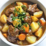- 2 lbs beef chuck, cut into 1-inch cubes - 4 medium potatoes, diced - 3 carrots, sliced - 1 large onion, chopped - 4 cloves garlic, minced - 1 bay leaf Beef chuck is a great choice for stews. It becomes tender and flavorful after cooking for hours. Cut it into 1-inch cubes for even cooking. The potatoes add a hearty touch. Dice them into small chunks. Carrots bring sweetness, and the onion adds depth. Minced garlic boosts the flavor. Lastly, don't forget the bay leaf; it adds a subtle aroma. - 3 cups beef broth (low-sodium) - 2 tablespoons tomato paste - 2 tablespoons Worcestershire sauce - 1 teaspoon dried thyme - 1 teaspoon dried rosemary - Salt and pepper to taste - 2 tablespoons olive oil The beef broth serves as the stew's base. Choose low-sodium to control salt levels. Tomato paste adds richness; it deepens the color and flavor. Worcestershire sauce gives a nice umami kick. Dried thyme and rosemary bring earthy notes. Season with salt and pepper to balance the flavors. Olive oil helps to sear the beef and enhance the taste. - Fresh parsley, chopped (for garnish) Fresh parsley brightens up the dish. It adds a pop of color and a fresh taste. Sprinkle it on top just before serving. It makes the stew look inviting and adds a touch of freshness. - Searing the Beef First, heat olive oil in a large skillet over medium-high heat. Once hot, add the beef cubes. Sear them until they are browned on all sides. This takes about 4 to 5 minutes. The browning adds deep flavor to the stew. - Transferring to the Slow Cooker After searing, transfer the beef into your slow cooker. Be careful not to lose any juices. These juices help create a rich taste in the stew. - Sautéing Onions and Garlic In the same skillet, add chopped onions and minced garlic. Sauté them until the onions turn translucent, about 3 minutes. This step builds more flavor for the stew. - Adding Vegetables to Slow Cooker Next, add diced potatoes, sliced carrots, and the sautéed onion and garlic to the slow cooker. These vegetables will soak up the flavors as they cook. - Mixing Broth and Sauces In a bowl, mix together the beef broth, tomato paste, and Worcestershire sauce. Stir until well combined. This mixture will give your stew a hearty base. - Gentle Stirring Before Cooking Pour this mixture over the ingredients in the slow cooker. Then, stir everything gently. Make sure all the ingredients are submerged in the broth to cook evenly. - Low vs. High Cooking Duration Cover your slow cooker. You can cook on low for 8 hours or on high for 4 hours. Choose based on your schedule. Low cooking gives better flavor, while high cooking is quicker. - Checking for Doneness When the time is up, check the beef. It should be tender and easy to shred with a fork. If it’s not tender, let it cook a bit longer. Enjoy your delicious rustic beef stew! Alternative Seasonings You can change the flavor by using different herbs. Try adding basil or oregano. These herbs bring a fresh taste to your beef stew. If you like spice, a pinch of red pepper flakes works well too. You can also use a splash of red wine for richness. Tips for Searing Meat Searing your beef adds color and flavor. Heat your skillet well before adding the olive oil. Make sure to brown all sides of the meat. This process takes about 4-5 minutes. Don’t crowd the pan; work in batches if needed. This step makes your stew more tasty. How to Ensure Tender Vegetables For soft veggies, cut them into even pieces. This way, they cook at the same rate. Add root vegetables like carrots and potatoes early. They need more time to soften. Stir gently during cooking to keep them intact. Adjusting Liquid Levels If your stew is too thick, add more broth. Start with half a cup. Mix well and check the texture. If it’s too watery, let it cook longer with the lid off. This helps to reduce the liquid. Pairing with Bread or Salad Serve your stew with crusty bread. It’s perfect for soaking up the broth. A fresh salad on the side adds lightness. Consider a simple green salad with a squeeze of lemon. Suggested Side Dishes Roasted vegetables or creamy mashed potatoes go great with stew. They add extra flavor and comfort. You can also serve it with a side of rice for a filling meal. {{image_2}} You can switch up the meat in this stew. If you want a change, use pork or chicken instead of beef. Both options work well with the same spices and broth. Just remember to adjust cooking times. Chicken cooks faster than beef. For veggies, you can add or swap in peas or mushrooms. These add great flavor and texture. You can even use sweet potatoes for a sweeter touch. Don't be afraid to mix and match what you have in your pantry. If you prefer not to use a slow cooker, you can make this stew on the stove. Start by browning the meat in a large pot. Then, add the veggies and broth. Let it simmer for about 1.5 to 2 hours. Stir often to keep it from sticking, and check for doneness. Another quick option is using an Instant Pot. After browning the meat, add all the ingredients, and seal the lid. Cook on high pressure for about 35 minutes. Let the steam release naturally for best results. For those looking to make it gluten-free, use gluten-free broth and check sauces for gluten content. Most beef broth is gluten-free, but always double-check the label. If you're watching sodium, use low-sodium broth and skip added salt. This will still give you a tasty stew without too much salt. You can also try fresh herbs for flavor instead of salt. - Cooling and Packaging: After serving, let the stew cool. This step helps keep it safe. Once cool, transfer it to storage containers. Use shallow containers for faster cooling. - Best Containers for Storage: Choose airtight containers to keep the stew fresh. Glass or plastic containers work well. Label them with the date for easy tracking. - Microwave vs. Stovetop: You can reheat the stew in the microwave or on the stovetop. For the microwave, use a microwave-safe bowl. Stir halfway through to heat evenly. On the stovetop, warm it gently over medium heat. - Avoiding Overcooking the Beef: When reheating, keep an eye on the beef. Heat just until warm to prevent it from becoming tough. Stir gently to avoid breaking apart the meat. - How to Freeze Stew Properly: To freeze, let the stew cool completely. Then, pour it into freezer-safe bags. Remove as much air as possible before sealing. This helps prevent freezer burn. - Thawing and Reheating Frozen Stew: To thaw, place the bag in the fridge overnight. For quicker thawing, submerge the bag in cold water. Reheat using the stovetop or microwave, stirring frequently to keep it moist. Cooking this stew can take either 8 hours on low or 4 hours on high. I recommend using the low setting for best flavors. This slow method allows the beef to get tender and soak up all the tasty spices. Yes, you can add many other vegetables. Common choices include peas, green beans, or even corn. You can also swap potatoes for sweet potatoes. Feel free to use what you like or have on hand! If your stew is too thin, there are a few easy ways to thicken it. You can mix a tablespoon of cornstarch with water and stir it in. Another way is to mash a few potato pieces and mix them back in. Both methods work well! It is not safe to leave stew on the warm setting overnight. Always turn off the slow cooker after cooking. If you want to cook overnight, use the low setting and make sure to eat it soon after. This blog post covered all you need to make a great Slow Cooker Rustic Beef Stew. We discussed key ingredients like beef chuck, vegetables, and seasonings. I shared step-by-step instructions, tips for flavor and texture, and even variations to suit your taste. Remember, a little experimentation can lead to your best stew yet. Follow these guidelines for a comforting dish you can enjoy any day of the week. Enjoy your cooking, and may your stew come out perfect every time!
