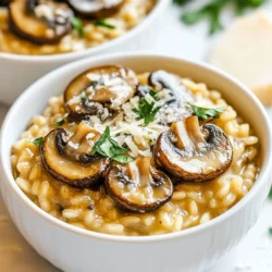 To make creamy mushroom farro risotto, gather these simple items: - 1 cup farro - 4 cups vegetable broth - 1 tablespoon olive oil - 1 medium onion, finely chopped - 2 cloves garlic, minced - 8 oz cremini mushrooms, sliced - 1 teaspoon dried thyme - 1/2 cup heavy cream - 1/2 cup grated Parmesan cheese (or a vegetarian alternative) - Salt and pepper to taste - Fresh parsley, chopped (for garnish) These ingredients work together to create a rich and creamy dish. Each one adds a special touch to the flavor. You can swap some ingredients if needed. If you can’t find farro, try arborio rice or barley. For the broth, use chicken broth for added flavor. If you want a lighter option, you can replace heavy cream with half-and-half or a plant-based cream. Using fresh ingredients makes a big difference. Fresh mushrooms add a wonderful earthy taste. Fresh parsley gives bright color and flavor. When you use quality items, your risotto tastes better and looks great. Always choose the best ingredients you can find for the best results. {{ingredient_image_1}} Start by rinsing 1 cup of farro under cold water. This step helps remove any dirt or dust. Once rinsed, drain the farro well. This will get it ready for cooking. In a separate saucepan, bring 4 cups of vegetable broth to a gentle simmer. Keeping the broth warm helps the farro cook evenly. In a large skillet, heat 1 tablespoon of olive oil over medium heat. Add in 1 medium onion, finely chopped. Sauté for about 5 minutes until the onion turns soft and clear. Next, stir in 2 cloves of minced garlic and 8 ounces of sliced cremini mushrooms. Cook these for 5-7 minutes until the mushrooms brown nicely. Their flavor will enhance the risotto. Now it’s time to add the rinsed farro to the skillet. Toast it for 2 minutes while stirring. This step adds a nice nutty flavor. Gradually pour in 1 cup of the warm vegetable broth. Stir constantly and let the liquid absorb. Repeat this process, adding broth one cup at a time. Continue until the farro is al dente, which takes about 25-30 minutes. Once ready, stir in 1 teaspoon of dried thyme, 1/2 cup of heavy cream, and 1/2 cup of grated Parmesan cheese. Mix well, season with salt and pepper, and cook for 2-3 more minutes. Enjoy the creamy texture! To make risotto creamy, you need the right water to grain ratio. Use four cups of broth for one cup of farro. Stir often as the farro cooks. This helps release starch, making the dish creamy. One common mistake is adding all the broth at once. This can lead to mushy farro. Add one cup at a time and let it absorb before adding more. Another mistake is not stirring enough. Stirring is key to a smooth texture. Lastly, don’t skip the cheese and cream. They add rich flavor and creaminess. You can use alternatives to heavy cream. Try using half-and-half or a mix of milk and Greek yogurt. These options will lower calories but still add creaminess. Adding more mushrooms can also enhance the dish's texture without extra fats. Enjoy your creamy mushroom farro risotto with these tips for a delicious meal! Pro Tips Use Fresh Mushrooms: Opt for fresh cremini mushrooms for a deeper flavor and better texture compared to canned options. Toast the Farro: Toasting the farro before adding the broth enhances its nutty flavor, making the dish even more delicious. Adjust Creaminess: For a richer risotto, feel free to increase the amount of heavy cream or Parmesan cheese to suit your taste. Garnish for Freshness: Always garnish with freshly chopped parsley just before serving to add a pop of color and freshness to the dish. {{image_2}} You can make this risotto even heartier by adding proteins. Chicken or shrimp works great. For chicken, use cooked, diced breast pieces. Add them in during the last few minutes of cooking. For shrimp, toss them in when you stir in the cream. Cook until they turn pink and opaque. This adds a nice touch and packs in more flavor. Feel free to change up the veggies. Spinach or kale can add a fresh twist. Just stir them in near the end of cooking. You can also try adding peas or bell peppers. These veggies bring color and texture to your dish. Mix and match to find your favorite combo! You can easily make this dish vegan. Swap the heavy cream for coconut cream or cashew cream. Use nutritional yeast instead of Parmesan for a cheesy flavor. Make sure your vegetable broth is free from animal products. These changes keep the dish creamy and delicious without any dairy. Enjoy this rich flavor while staying plant-based! To store your creamy mushroom farro risotto, let it cool first. Place it in an airtight container. This keeps it fresh and prevents it from drying out. Make sure to eat it within three days for the best taste. When reheating, add a splash of vegetable broth. This will help restore the creamy texture. Microwave it in short intervals, stirring often. You can also reheat it on the stove over low heat. Stir constantly to prevent burning. To freeze, portion the risotto into freezer-safe bags. Squeeze out the air before sealing. It can last up to three months in the freezer. When ready to eat, thaw it overnight in the fridge. Reheat gently, adding broth as needed for creaminess. If you can't find farro, use arborio rice or barley instead. Arborio rice makes a creamy texture like traditional risotto. Barley offers a chewy bite and adds a nutty flavor. Quinoa is another option; it cooks fast and is gluten-free. Adjust cooking times based on the grain you choose. This risotto lasts about 3 to 5 days in the fridge. Store it in an airtight container to keep it fresh. Before eating, check for any off smells or changes in texture. If you want to reheat, add a splash of broth to keep it creamy. Yes! You can make this risotto in advance. Cook it fully and store it in the fridge. When ready to eat, reheat it slowly on the stove. Add a little broth or cream to bring back its creamy texture. Enjoy it warm for the best flavor! This blog post covered key ingredients for making delicious risotto. We explored alternatives and the importance of using fresh items. I shared step-by-step cooking instructions, tips for perfecting texture, and common mistakes to avoid. You learned about tasty variations, storage best practices, and answers to common questions. Remember, using quality ingredients and techniques will make your risotto shine. Enjoy experimenting with flavors and creating your own unique dish!