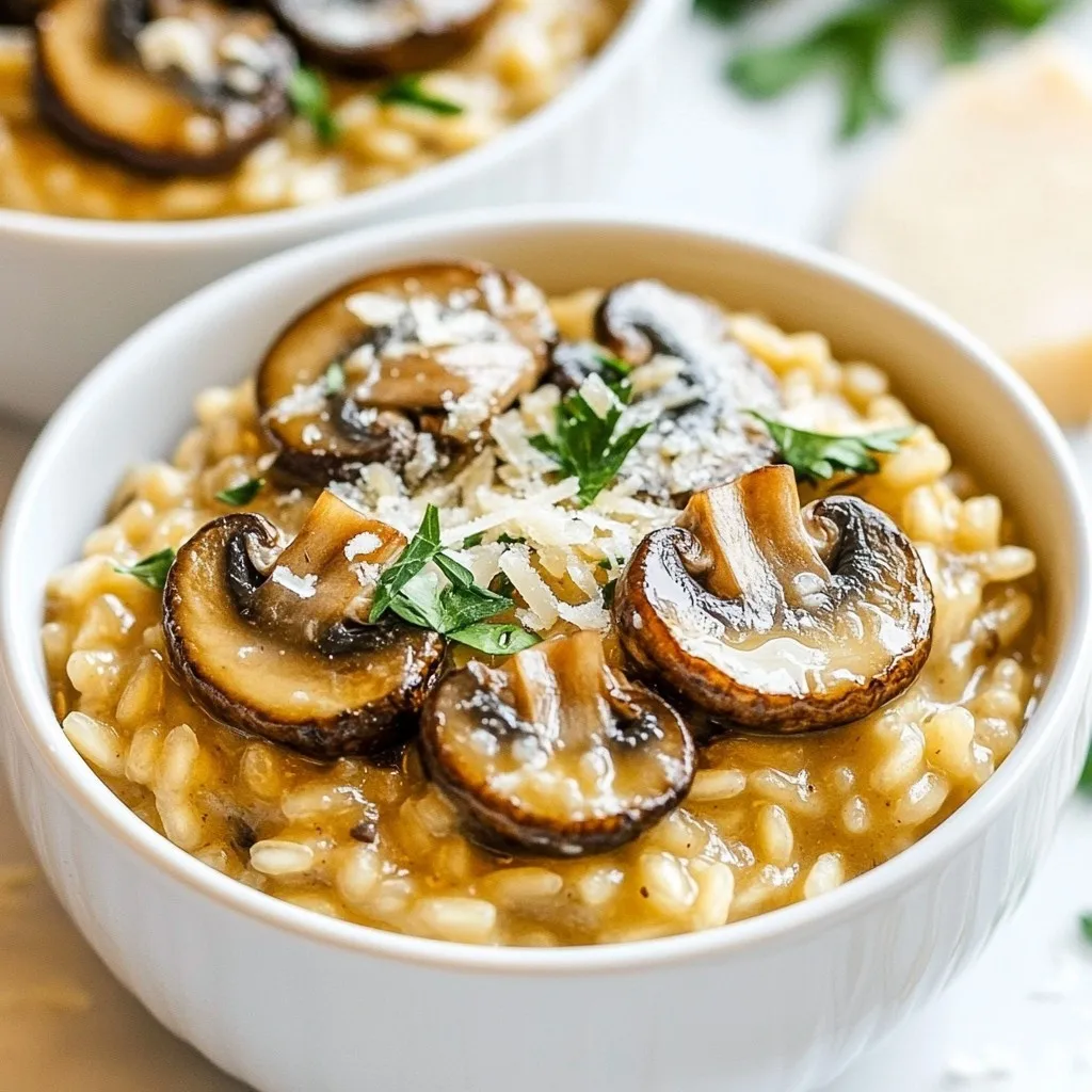 To make creamy mushroom farro risotto, gather these simple items: - 1 cup farro - 4 cups vegetable broth - 1 tablespoon olive oil - 1 medium onion, finely chopped - 2 cloves garlic, minced - 8 oz cremini mushrooms, sliced - 1 teaspoon dried thyme - 1/2 cup heavy cream - 1/2 cup grated Parmesan cheese (or a vegetarian alternative) - Salt and pepper to taste - Fresh parsley, chopped (for garnish) These ingredients work together to create a rich and creamy dish. Each one adds a special touch to the flavor. You can swap some ingredients if needed. If you can’t find farro, try arborio rice or barley. For the broth, use chicken broth for added flavor. If you want a lighter option, you can replace heavy cream with half-and-half or a plant-based cream. Using fresh ingredients makes a big difference. Fresh mushrooms add a wonderful earthy taste. Fresh parsley gives bright color and flavor. When you use quality items, your risotto tastes better and looks great. Always choose the best ingredients you can find for the best results. {{ingredient_image_1}} Start by rinsing 1 cup of farro under cold water. This step helps remove any dirt or dust. Once rinsed, drain the farro well. This will get it ready for cooking. In a separate saucepan, bring 4 cups of vegetable broth to a gentle simmer. Keeping the broth warm helps the farro cook evenly. In a large skillet, heat 1 tablespoon of olive oil over medium heat. Add in 1 medium onion, finely chopped. Sauté for about 5 minutes until the onion turns soft and clear. Next, stir in 2 cloves of minced garlic and 8 ounces of sliced cremini mushrooms. Cook these for 5-7 minutes until the mushrooms brown nicely. Their flavor will enhance the risotto. Now it’s time to add the rinsed farro to the skillet. Toast it for 2 minutes while stirring. This step adds a nice nutty flavor. Gradually pour in 1 cup of the warm vegetable broth. Stir constantly and let the liquid absorb. Repeat this process, adding broth one cup at a time. Continue until the farro is al dente, which takes about 25-30 minutes. Once ready, stir in 1 teaspoon of dried thyme, 1/2 cup of heavy cream, and 1/2 cup of grated Parmesan cheese. Mix well, season with salt and pepper, and cook for 2-3 more minutes. Enjoy the creamy texture! To make risotto creamy, you need the right water to grain ratio. Use four cups of broth for one cup of farro. Stir often as the farro cooks. This helps release starch, making the dish creamy. One common mistake is adding all the broth at once. This can lead to mushy farro. Add one cup at a time and let it absorb before adding more. Another mistake is not stirring enough. Stirring is key to a smooth texture. Lastly, don’t skip the cheese and cream. They add rich flavor and creaminess. You can use alternatives to heavy cream. Try using half-and-half or a mix of milk and Greek yogurt. These options will lower calories but still add creaminess. Adding more mushrooms can also enhance the dish's texture without extra fats. Enjoy your creamy mushroom farro risotto with these tips for a delicious meal! Pro Tips Use Fresh Mushrooms: Opt for fresh cremini mushrooms for a deeper flavor and better texture compared to canned options. Toast the Farro: Toasting the farro before adding the broth enhances its nutty flavor, making the dish even more delicious. Adjust Creaminess: For a richer risotto, feel free to increase the amount of heavy cream or Parmesan cheese to suit your taste. Garnish for Freshness: Always garnish with freshly chopped parsley just before serving to add a pop of color and freshness to the dish. {{image_2}} You can make this risotto even heartier by adding proteins. Chicken or shrimp works great. For chicken, use cooked, diced breast pieces. Add them in during the last few minutes of cooking. For shrimp, toss them in when you stir in the cream. Cook until they turn pink and opaque. This adds a nice touch and packs in more flavor. Feel free to change up the veggies. Spinach or kale can add a fresh twist. Just stir them in near the end of cooking. You can also try adding peas or bell peppers. These veggies bring color and texture to your dish. Mix and match to find your favorite combo! You can easily make this dish vegan. Swap the heavy cream for coconut cream or cashew cream. Use nutritional yeast instead of Parmesan for a cheesy flavor. Make sure your vegetable broth is free from animal products. These changes keep the dish creamy and delicious without any dairy. Enjoy this rich flavor while staying plant-based! To store your creamy mushroom farro risotto, let it cool first. Place it in an airtight container. This keeps it fresh and prevents it from drying out. Make sure to eat it within three days for the best taste. When reheating, add a splash of vegetable broth. This will help restore the creamy texture. Microwave it in short intervals, stirring often. You can also reheat it on the stove over low heat. Stir constantly to prevent burning. To freeze, portion the risotto into freezer-safe bags. Squeeze out the air before sealing. It can last up to three months in the freezer. When ready to eat, thaw it overnight in the fridge. Reheat gently, adding broth as needed for creaminess. If you can't find farro, use arborio rice or barley instead. Arborio rice makes a creamy texture like traditional risotto. Barley offers a chewy bite and adds a nutty flavor. Quinoa is another option; it cooks fast and is gluten-free. Adjust cooking times based on the grain you choose. This risotto lasts about 3 to 5 days in the fridge. Store it in an airtight container to keep it fresh. Before eating, check for any off smells or changes in texture. If you want to reheat, add a splash of broth to keep it creamy. Yes! You can make this risotto in advance. Cook it fully and store it in the fridge. When ready to eat, reheat it slowly on the stove. Add a little broth or cream to bring back its creamy texture. Enjoy it warm for the best flavor! This blog post covered key ingredients for making delicious risotto. We explored alternatives and the importance of using fresh items. I shared step-by-step cooking instructions, tips for perfecting texture, and common mistakes to avoid. You learned about tasty variations, storage best practices, and answers to common questions. Remember, using quality ingredients and techniques will make your risotto shine. Enjoy experimenting with flavors and creating your own unique dish!