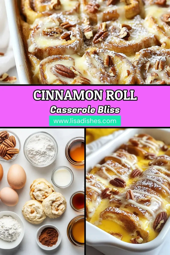 Looking for a delicious twist on breakfast? Try this Cinnamon Roll French Toast Casserole! This Easy Cinnamon Roll Recipe combines fluffy cinnamon rolls with a rich egg mixture for a mouthwatering Breakfast Casserole with Cinnamon. Perfect for brunch or family gatherings, our Baked French Toast Casserole will become a favorite. Save this Cinnamon Roll Casserole Recipe and enjoy a sweet treat anytime! #CinnamonRollRecipe #BreakfastCasserole #BakedFrenchToast #CasseroleRecipe