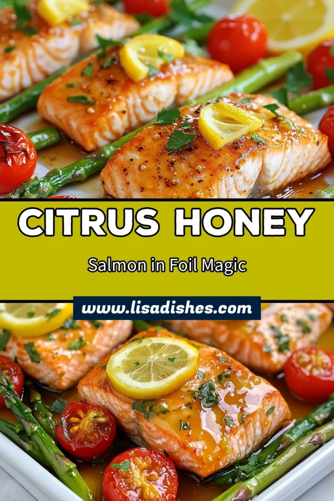 Looking for a quick and delicious healthy salmon dinner? Try these Citrus Honey Salmon Foil Packs! Packed with flavor, this easy salmon recipe combines tender salmon fillets with zesty citrus and fresh veggies. Perfect for grilling or baking, these foil pack recipes make clean-up a breeze. Enjoy a nutritious meal in just 35 minutes. Save this recipe for your next family dinner! #CitrusHoneySalmon #GrilledSalmonFoilPacks #EasySalmonRecipes #HealthyDinnerIdeas