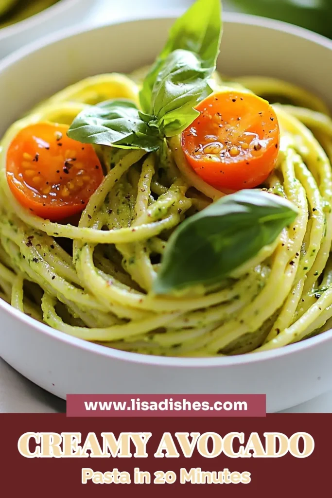Discover the ultimate creamy avocado pasta recipe that's easy, delicious, and healthy! This vegan pasta dish features ripe avocados, fresh basil, and garlic, making it a fantastic choice for a quick meal. In just 20 minutes, you can create a rich and flavorful avocado pasta that's perfect for any occasion. Save this easy avocado pasta recipe and impress your friends and family! #CreamyAvocadoPasta #HealthyPastaRecipes #VeganPastaDish #AvocadoPastaRecipe
