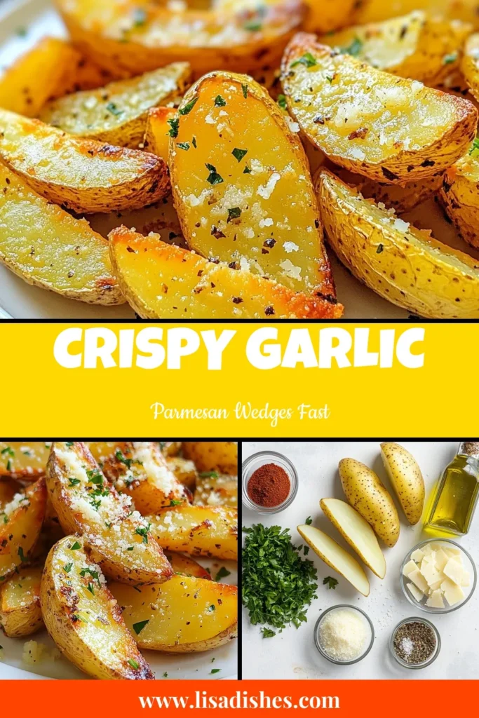 Discover the ultimate Garlic Parmesan potato wedges that are crispy, flavorful, and make the perfect easy air fryer snacks! This healthy garlic potatoes recipe will wow your guests and elevate your air fryer potato recipes game. In just 30 minutes, enjoy these delicious wedges tossed in garlic, Parmesan, and herbs. Perfect for any occasion! Save this crispy potato wedges recipe now and give it a try! #GarlicParmesan #AirFryerRecipes #HealthySnacks #PotatoWedges