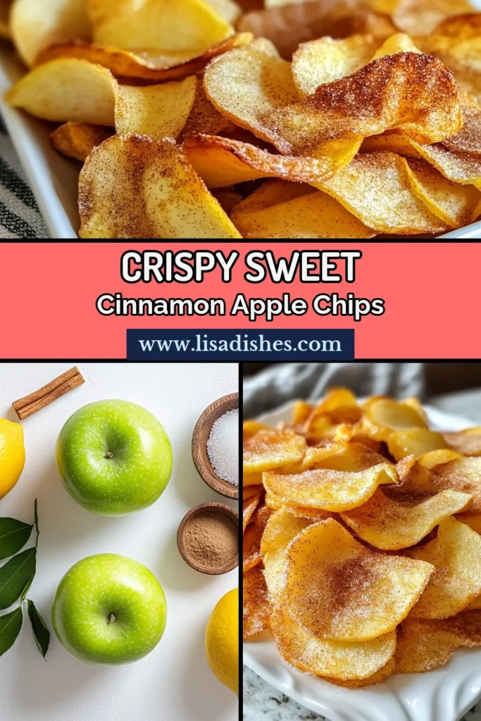 Discover the deliciousness of Cinnamon Sugar Apple Chips with this easy homemade apple chips recipe! These healthy apple snacks are perfect for satisfying your cravings without the guilt. Enjoy crunchy baked apple chips that are packed with flavor and made from just apples, sugar, and cinnamon. Ideal for kids and adults alike, it's a snack you can feel good about. Try this recipe today and enjoy a delightful treat! #CinnamonSugarAppleChips #HealthySnacks #BakedAppleChips #AppleChipsRecipe