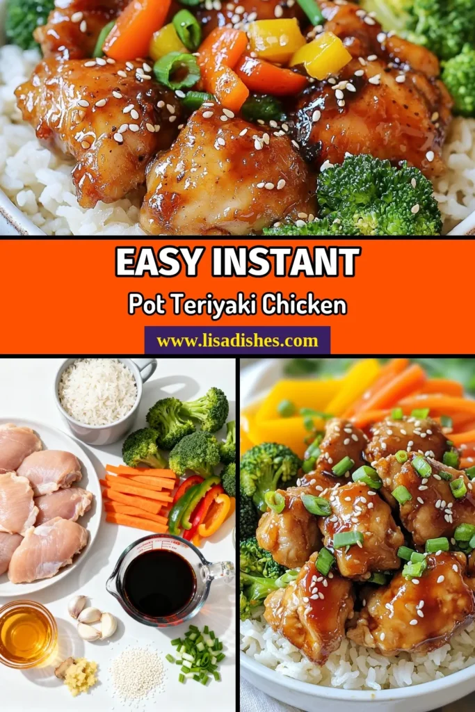 Looking for a quick and delicious dinner idea? Try this Instant Pot teriyaki chicken rice recipe! This healthy teriyaki chicken meal combines tender chicken, jasmine rice, and vibrant veggies all in one pot. Perfect for busy weeknights, this chicken rice Instant Pot recipe is a flavorful and satisfying dish that your family will love. Save this quick teriyaki chicken dinner for your next meal prep! #InstantPotRecipes #HealthyMeals #TeriyakiChicken #DinnerIn30Minutes